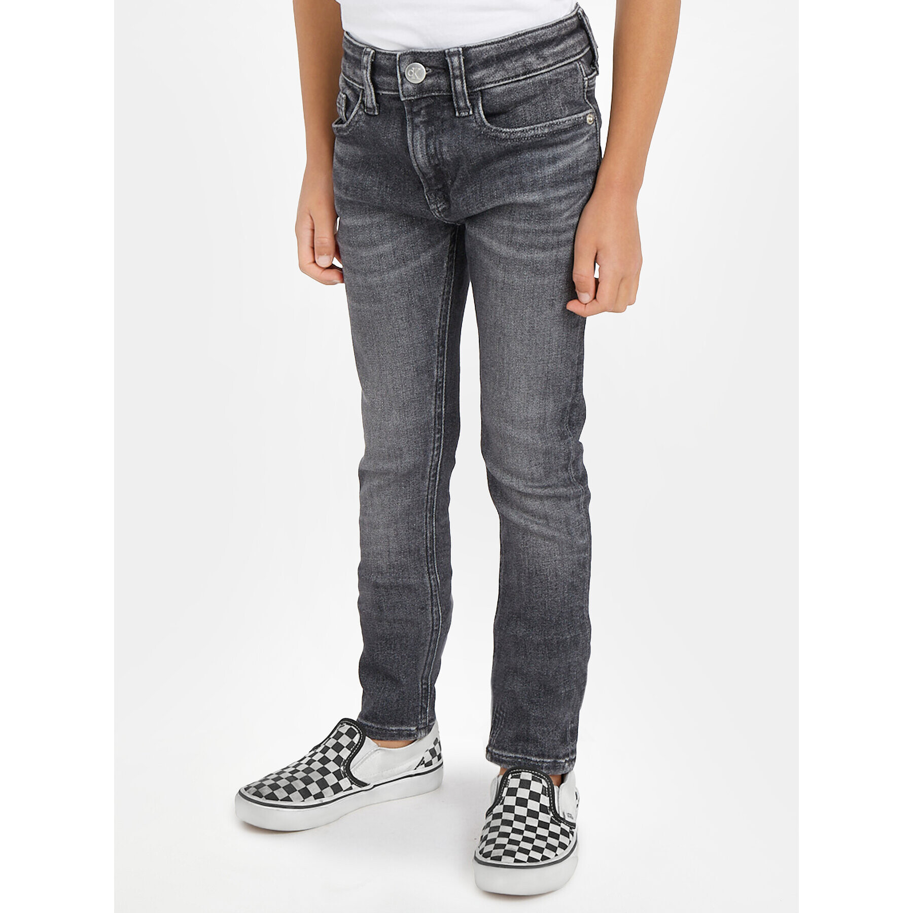 Calvin Klein Jeans Blugi IB0IB01717 Gri Skinny Fit - Pled.ro