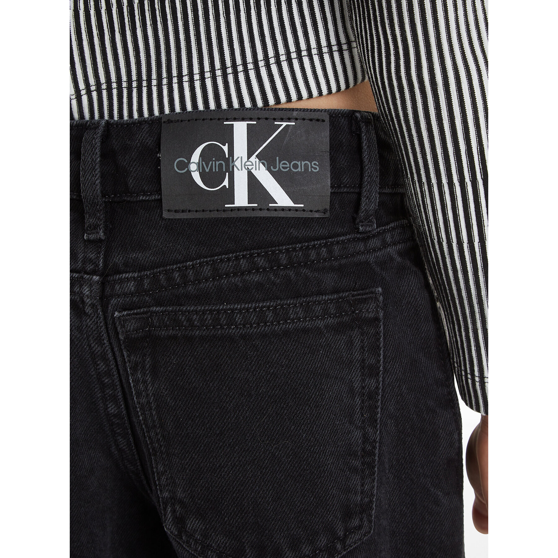 Calvin Klein Jeans Blugi IG0IG02156 Negru Wide Leg - Pled.ro