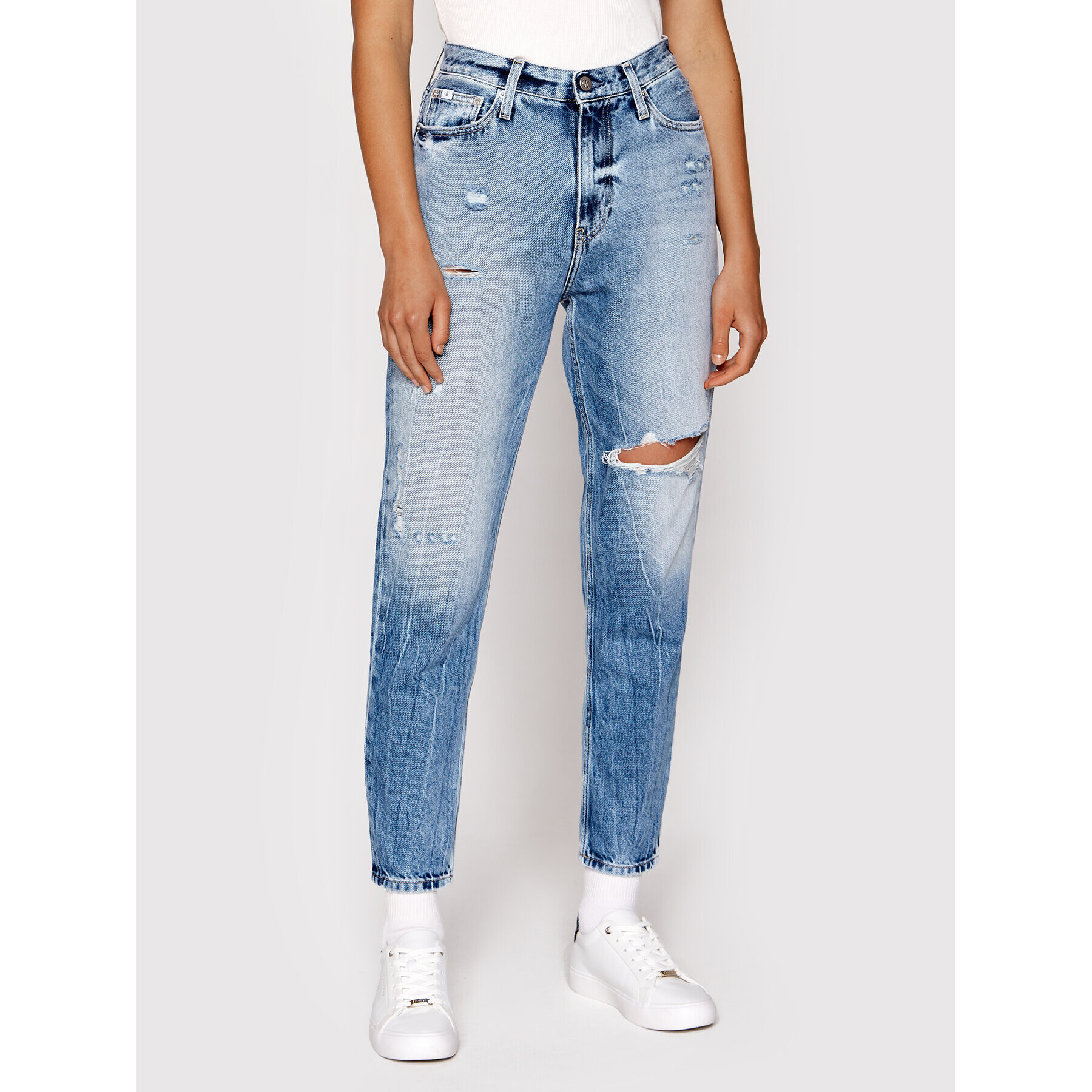 Calvin Klein Jeans Blugi J20J219320 Albastru Mom Fit - Pled.ro