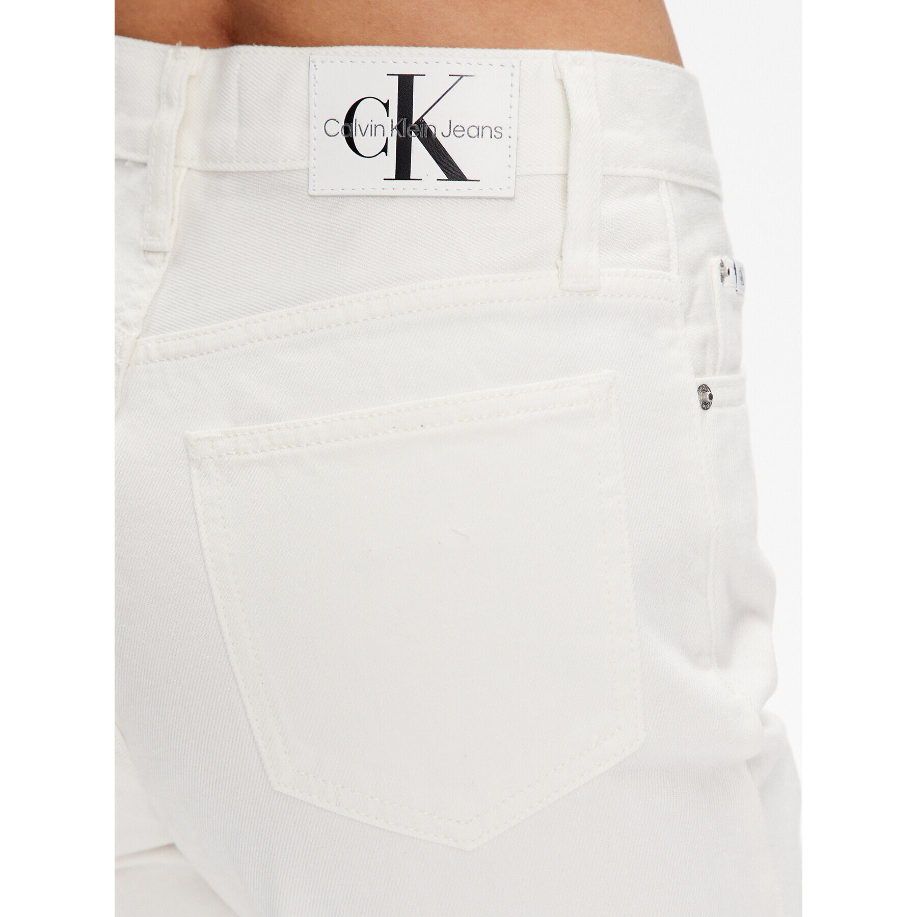 Calvin Klein Jeans Blugi J20J220603 Alb Regular Fit - Pled.ro