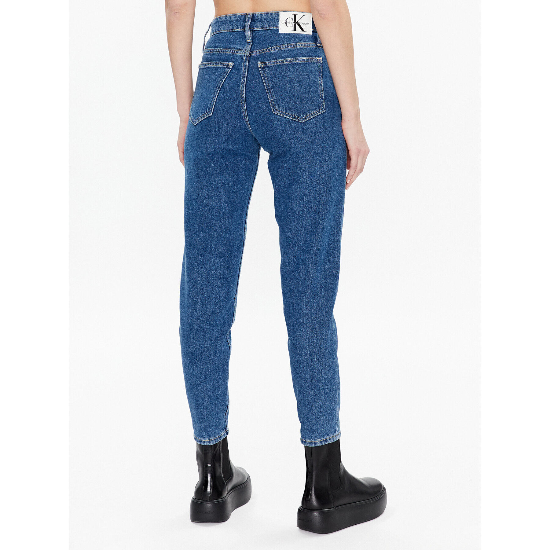 Calvin Klein Jeans Blugi J20J220604 Bleumarin Mom Fit - Pled.ro