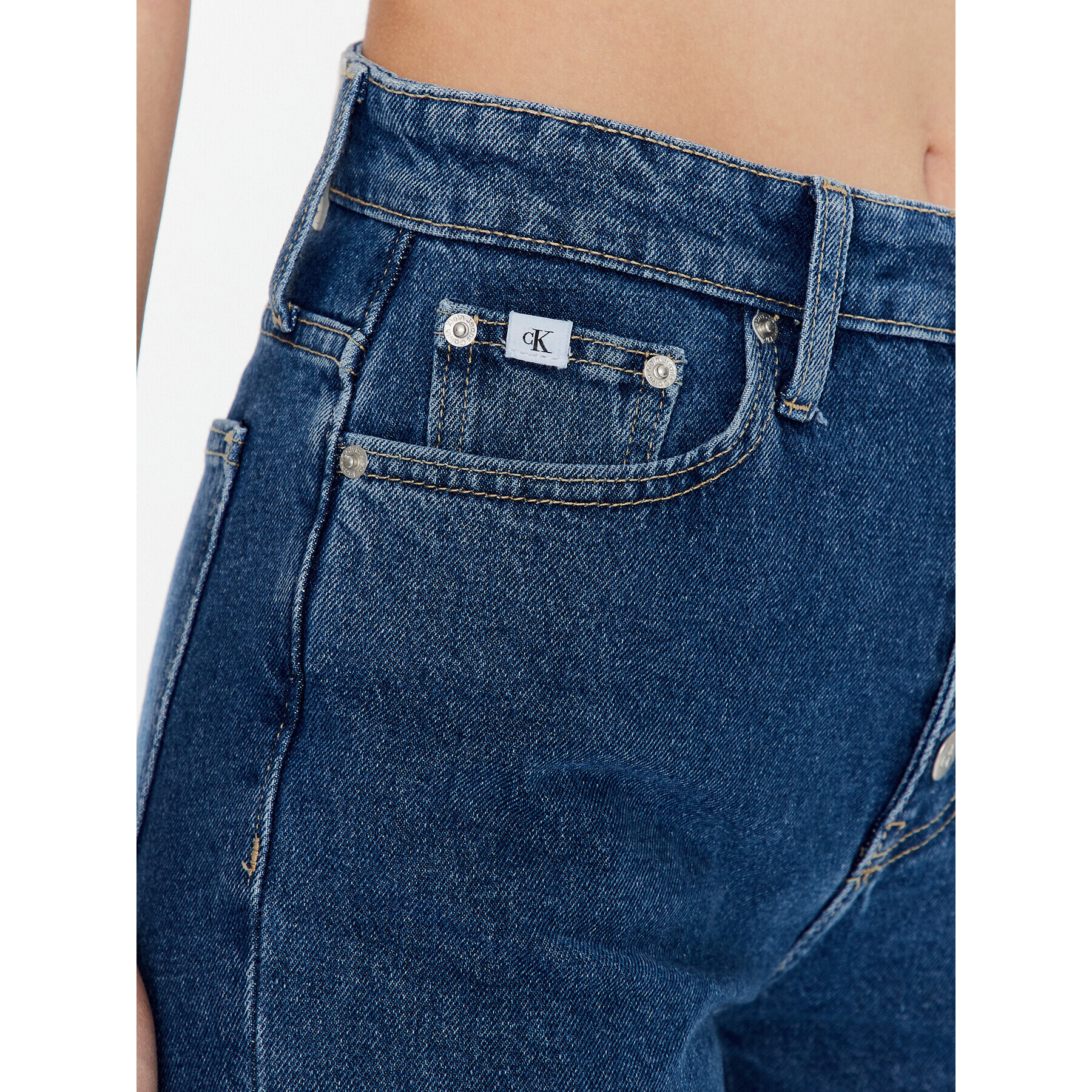 Calvin Klein Jeans Blugi J20J220604 Bleumarin Mom Fit - Pled.ro