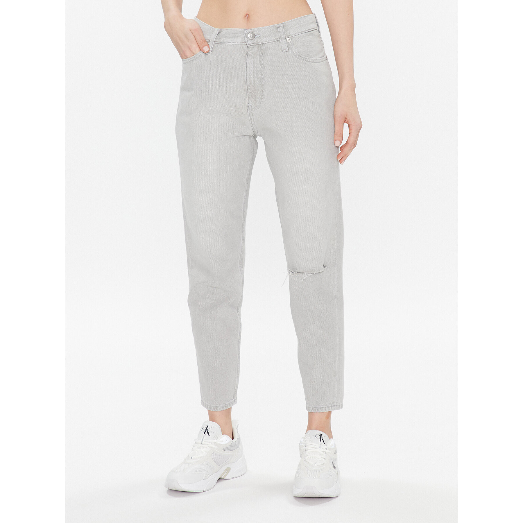 Calvin Klein Jeans Blugi J20J220607 Gri Mom Fit - Pled.ro