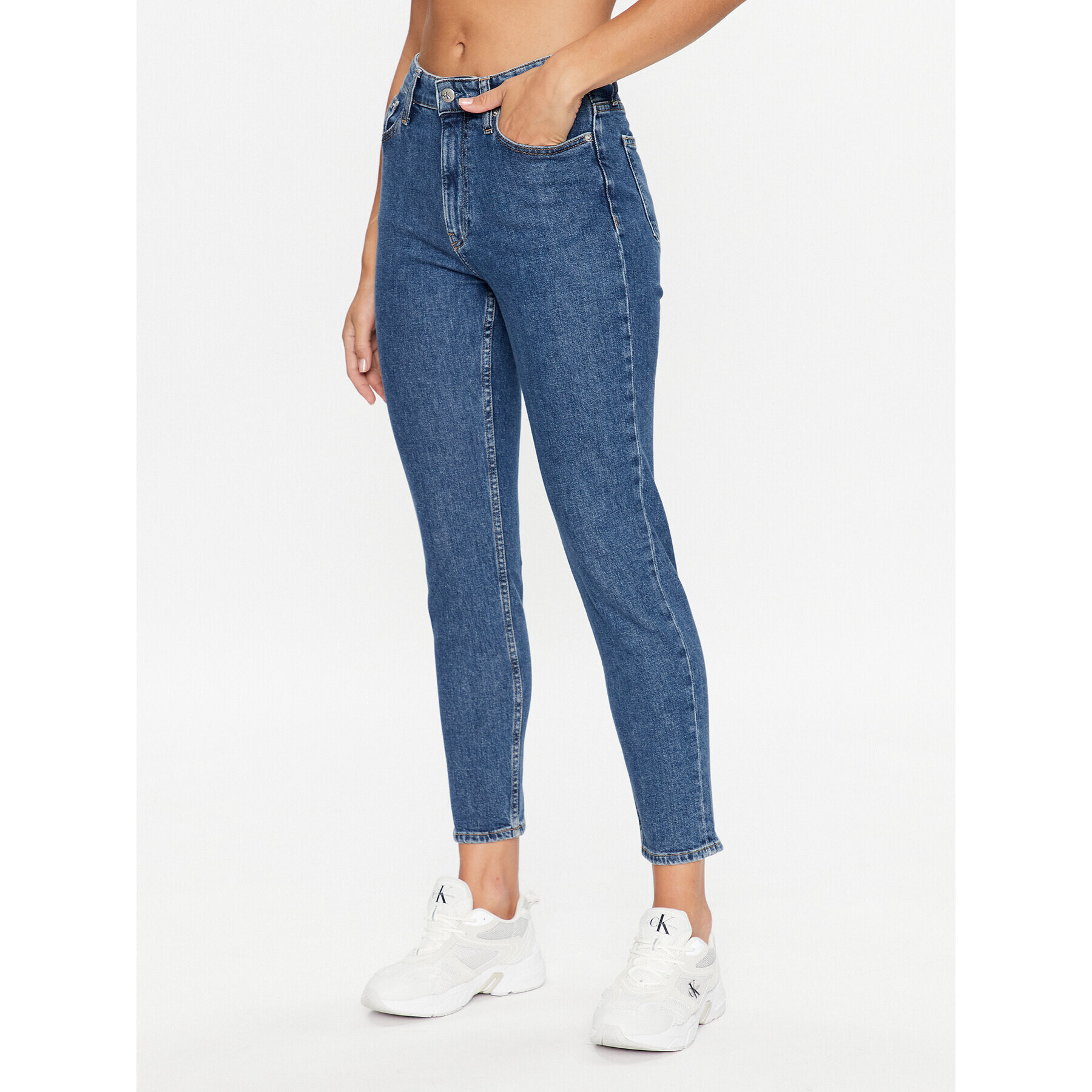 Calvin Klein Jeans Blugi J20J221249 Albastru Mom Fit - Pled.ro