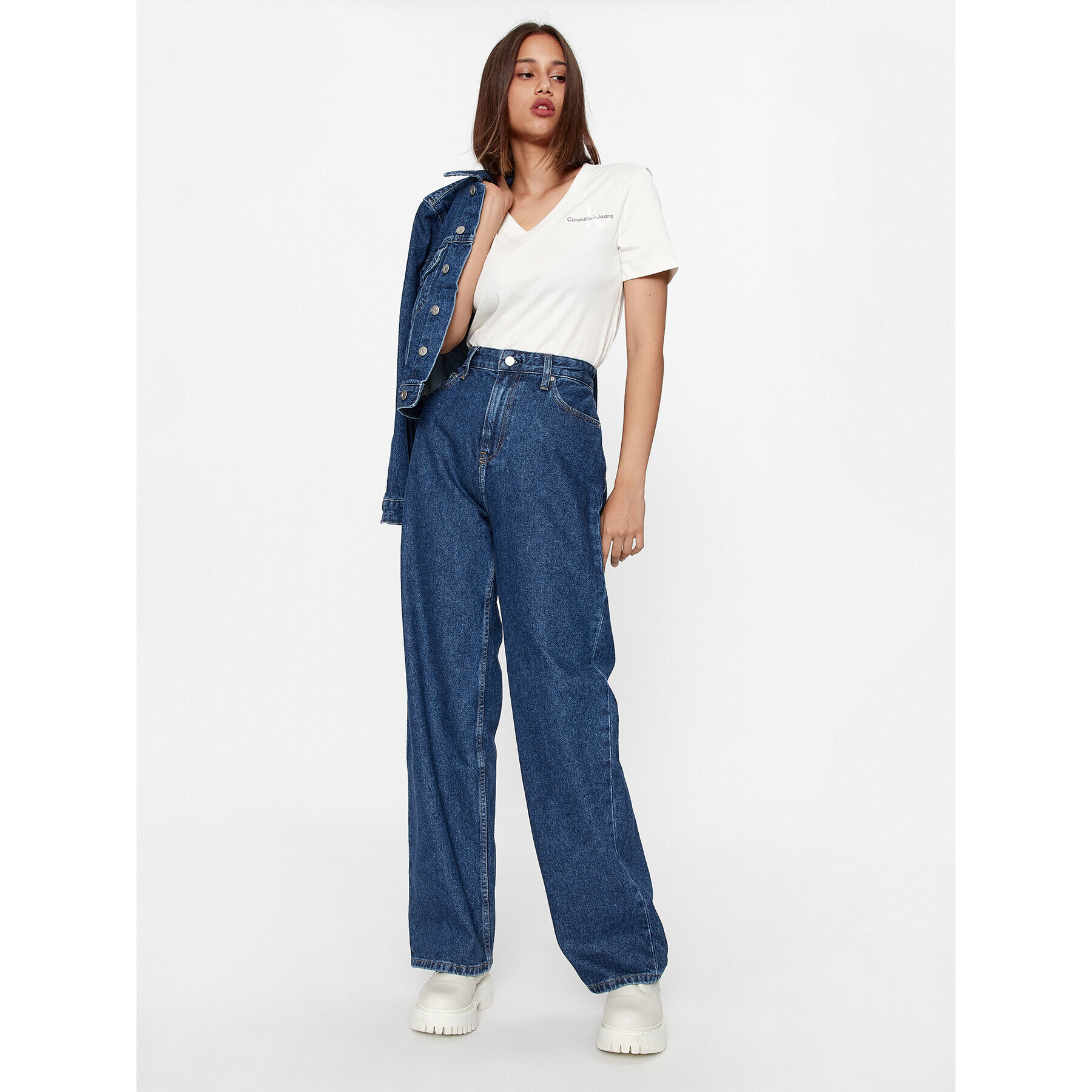 Calvin Klein Jeans Blugi J20J221766 Bleumarin Relaxed Fit - Pled.ro