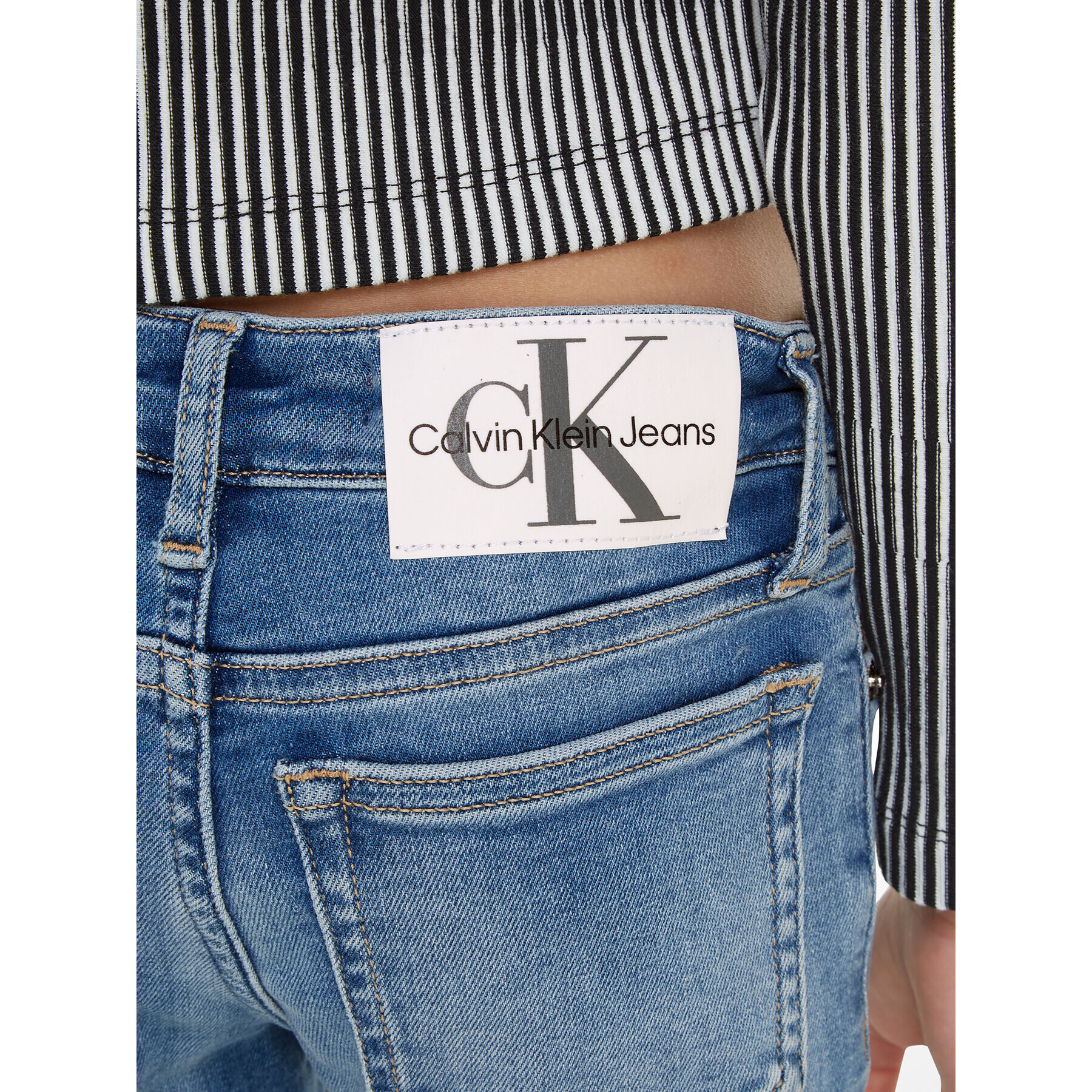 Calvin Klein Jeans Blugi Split IG0IG02163 Albastru Flare Fit - Pled.ro