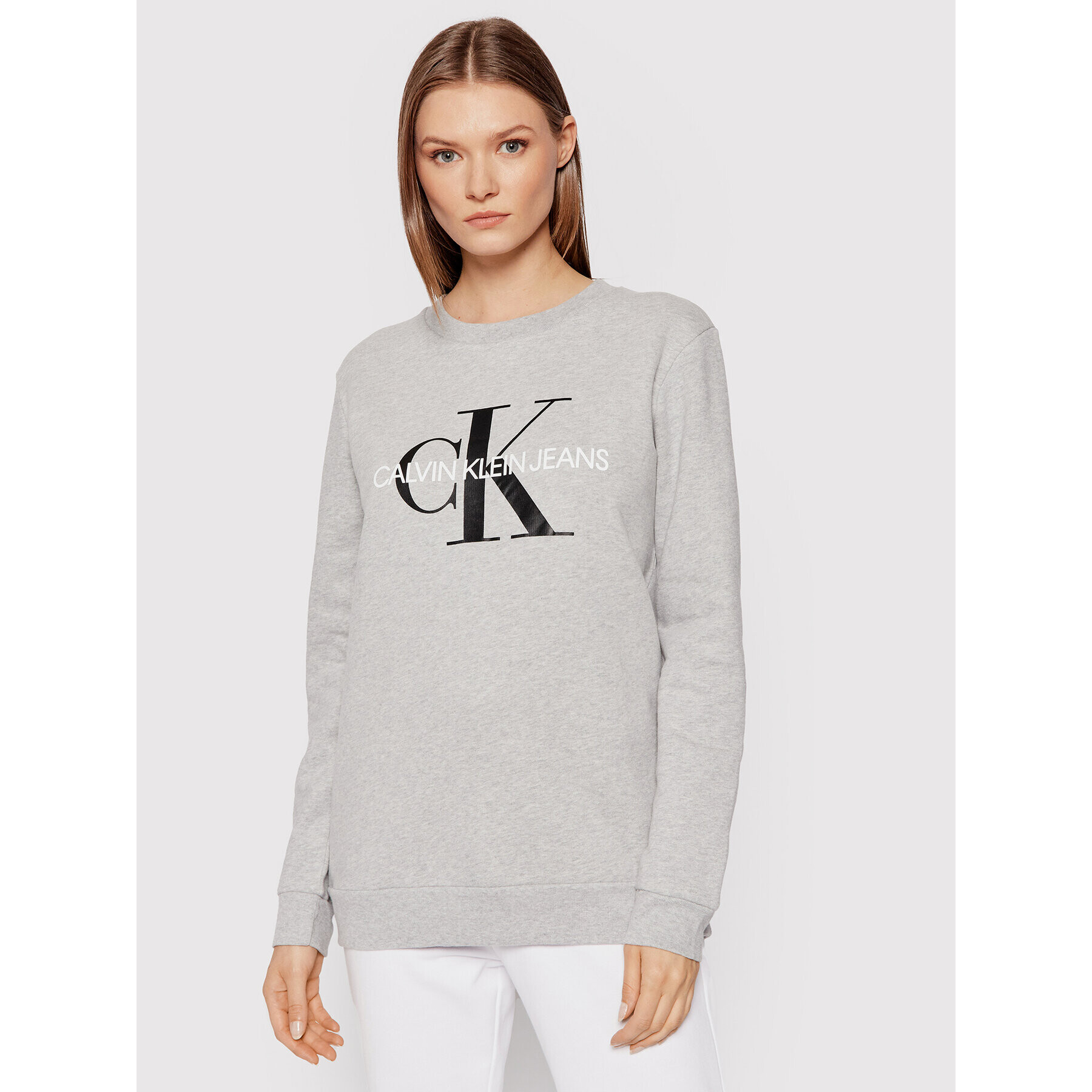 Calvin Klein Jeans Bluză Core Monogram Logo J20J207877 Gri Relaxed Fit - Pled.ro