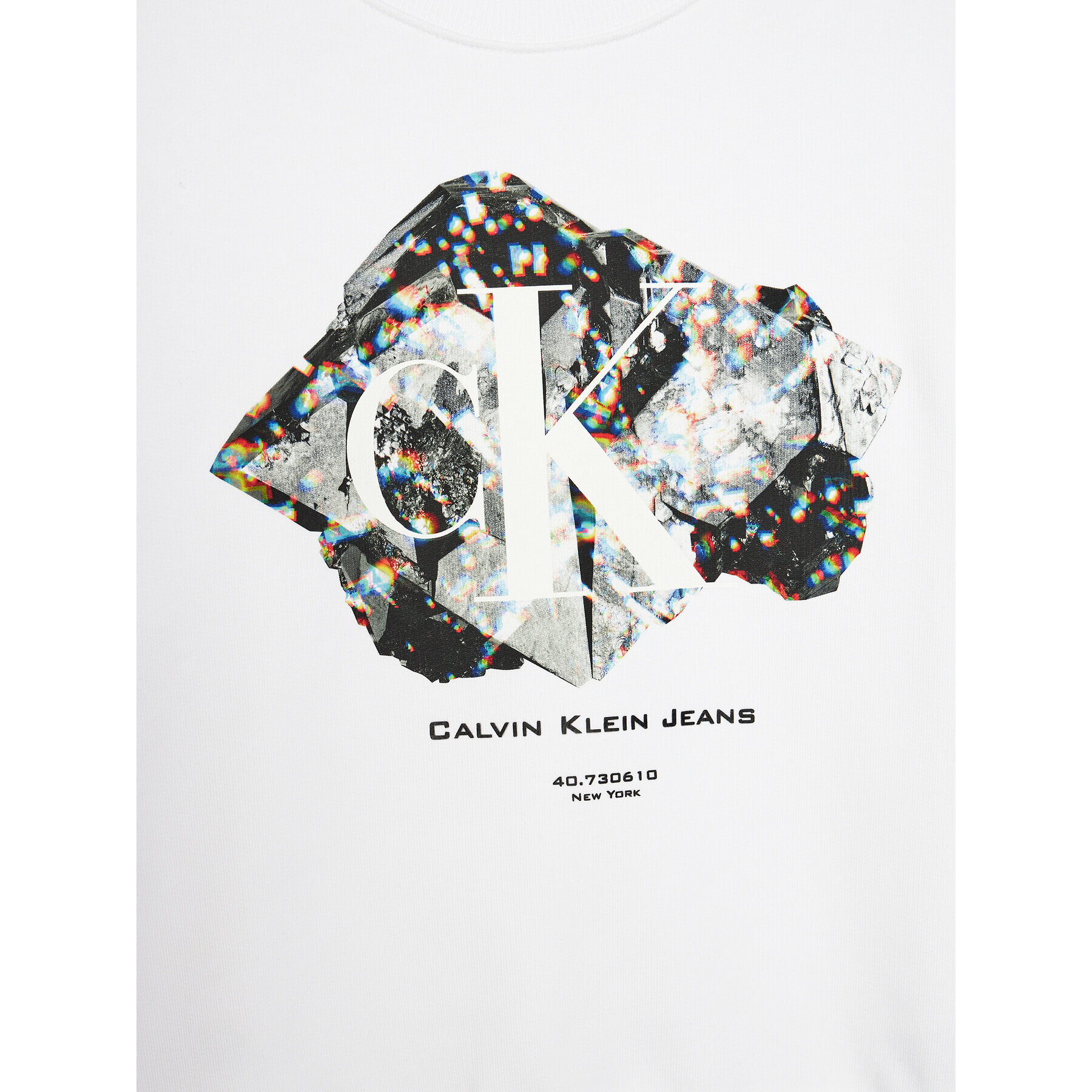 Calvin Klein Jeans Bluză Crystal Graphic IG0IG02306 Alb Regular Fit - Pled.ro