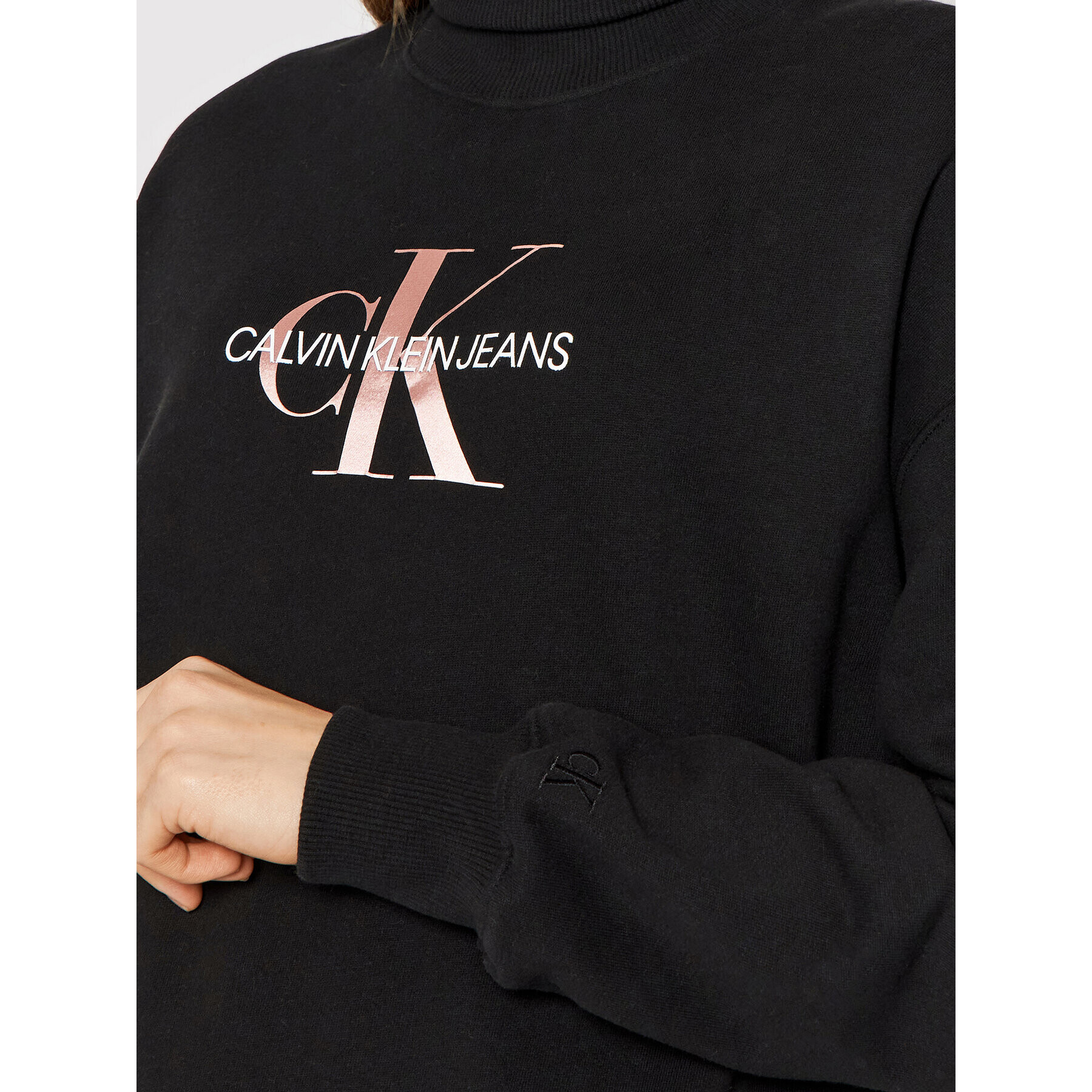 Calvin Klein Jeans Bluză cu gât J20J216962 Negru Oversize - Pled.ro