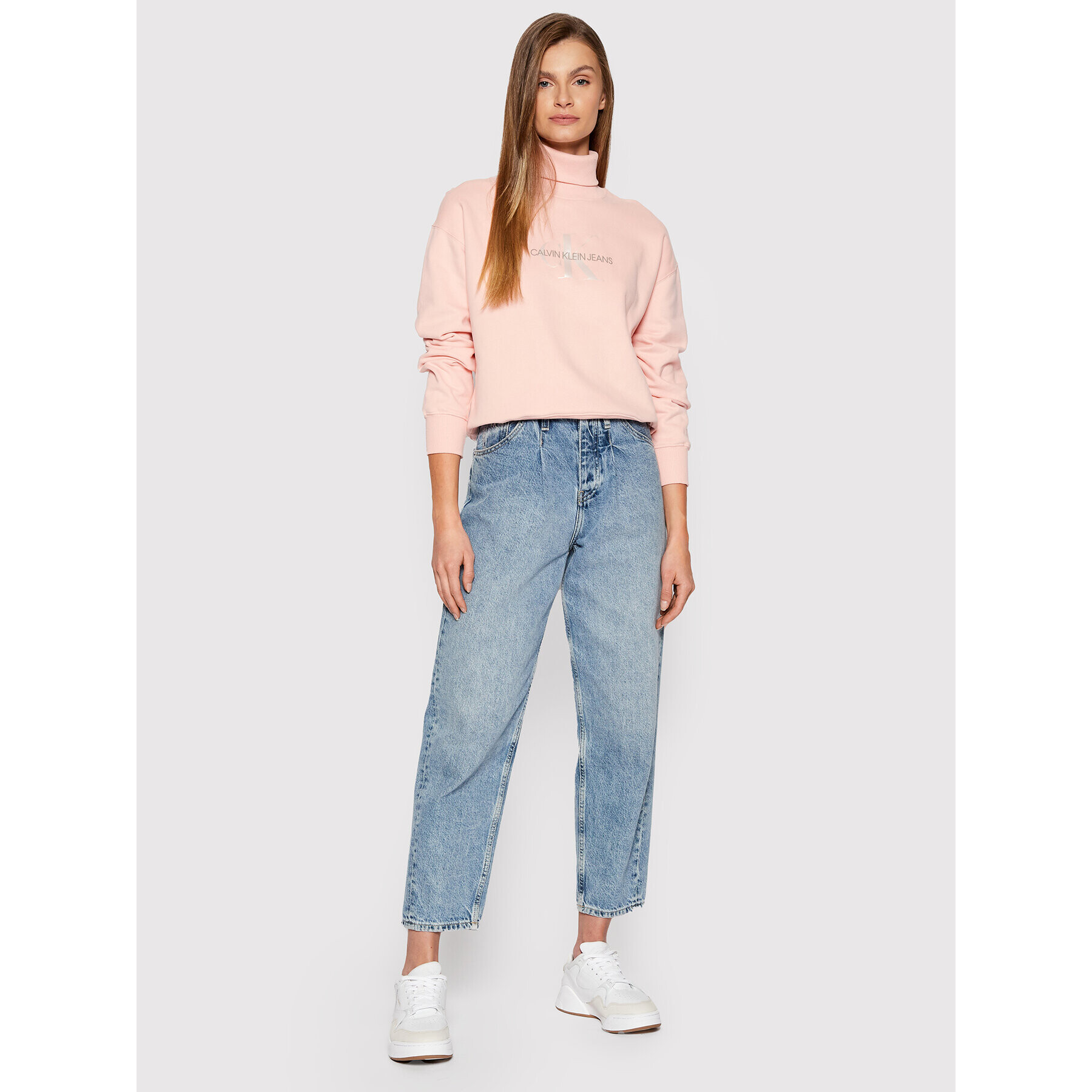 Calvin Klein Jeans Bluză cu gât J20J216962 Roz Oversize - Pled.ro