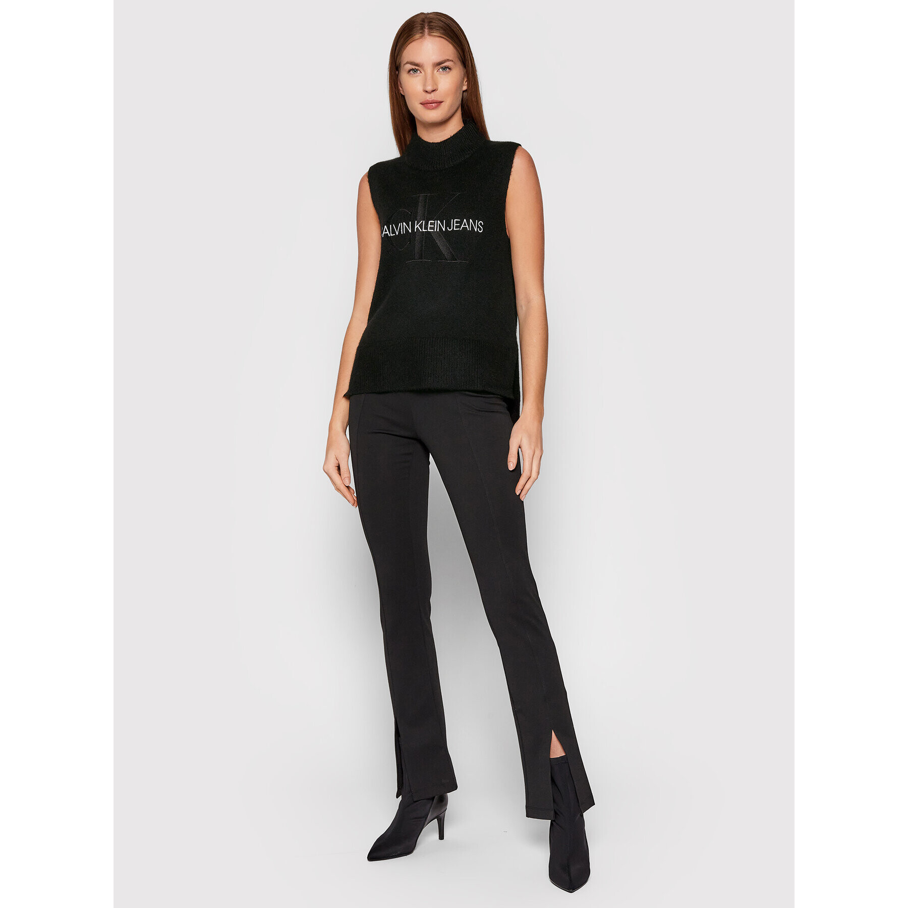 Calvin Klein Jeans Bluză cu gât J20J217574 Negru Regular Fit - Pled.ro