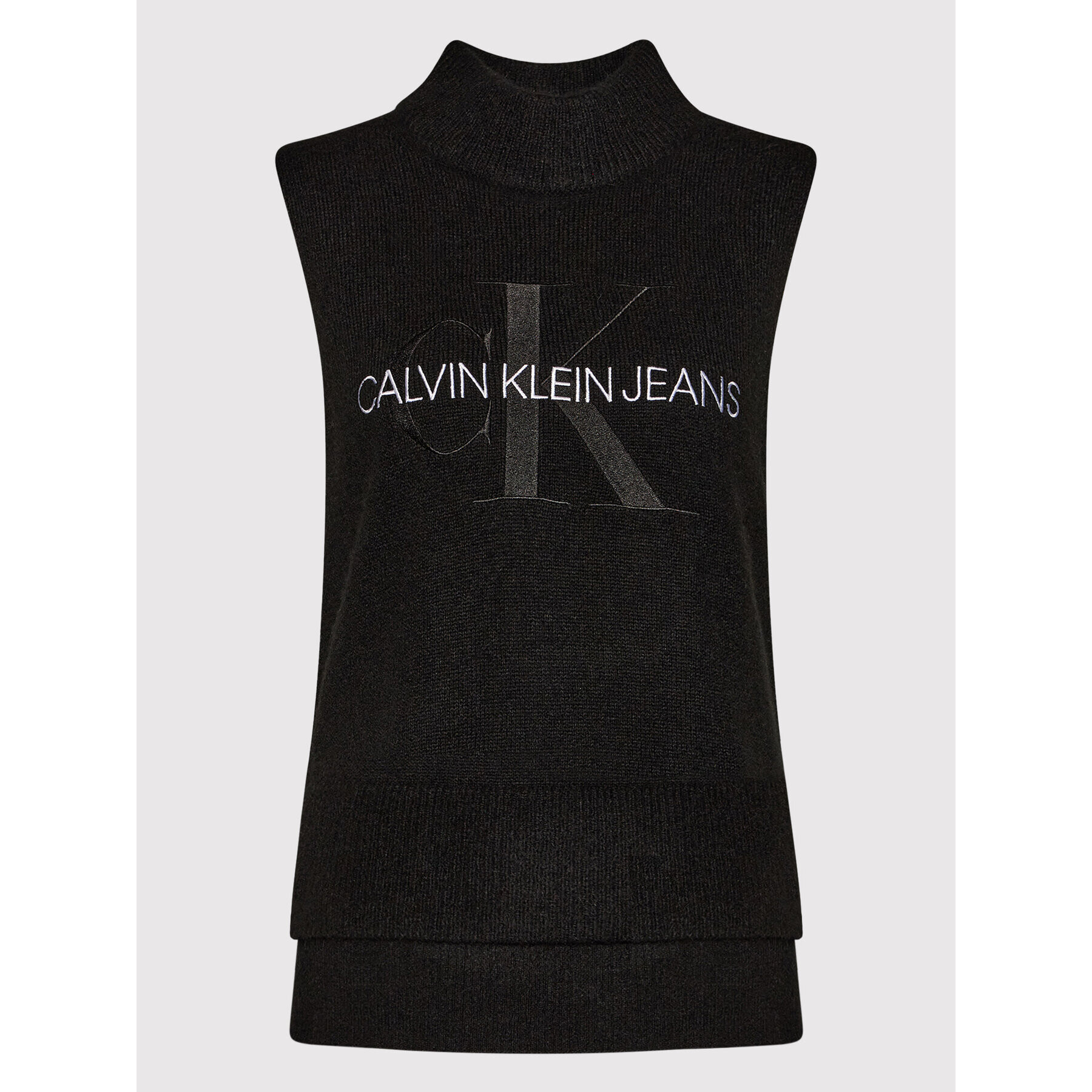 Calvin Klein Jeans Bluză cu gât J20J217574 Negru Regular Fit - Pled.ro