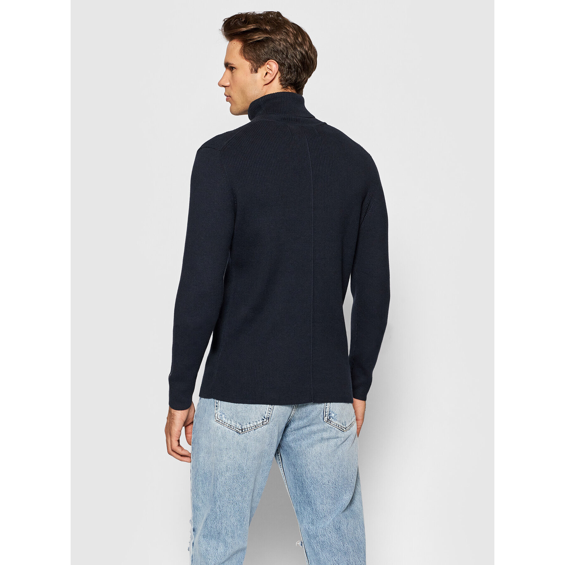 Calvin Klein Jeans Bluză cu gât J30J318815 Bleumarin Slim Fit - Pled.ro