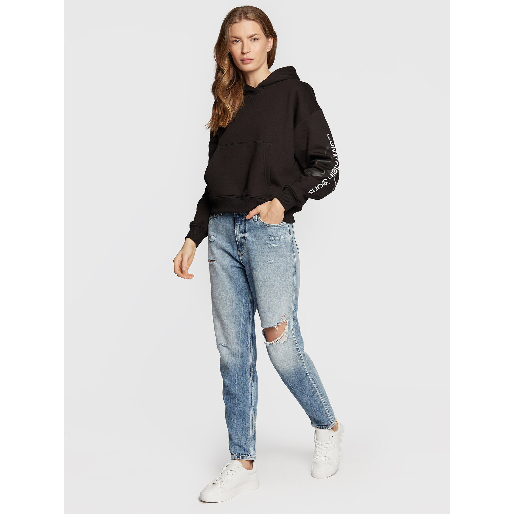 Calvin Klein Jeans Bluză J20J219759 Negru Cropped Fit - Pled.ro