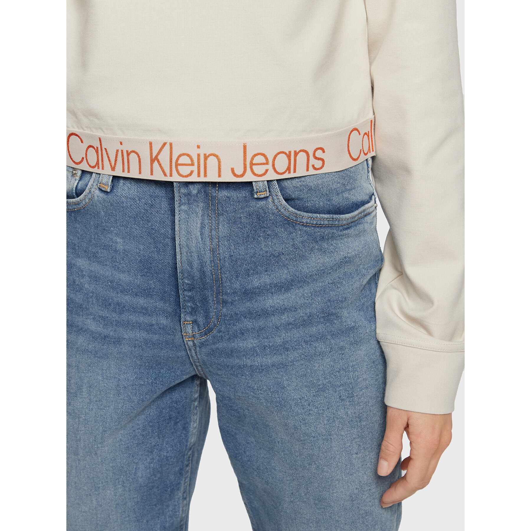 Calvin Klein Jeans Bluză J20J219904 Bej Regular Fit - Pled.ro