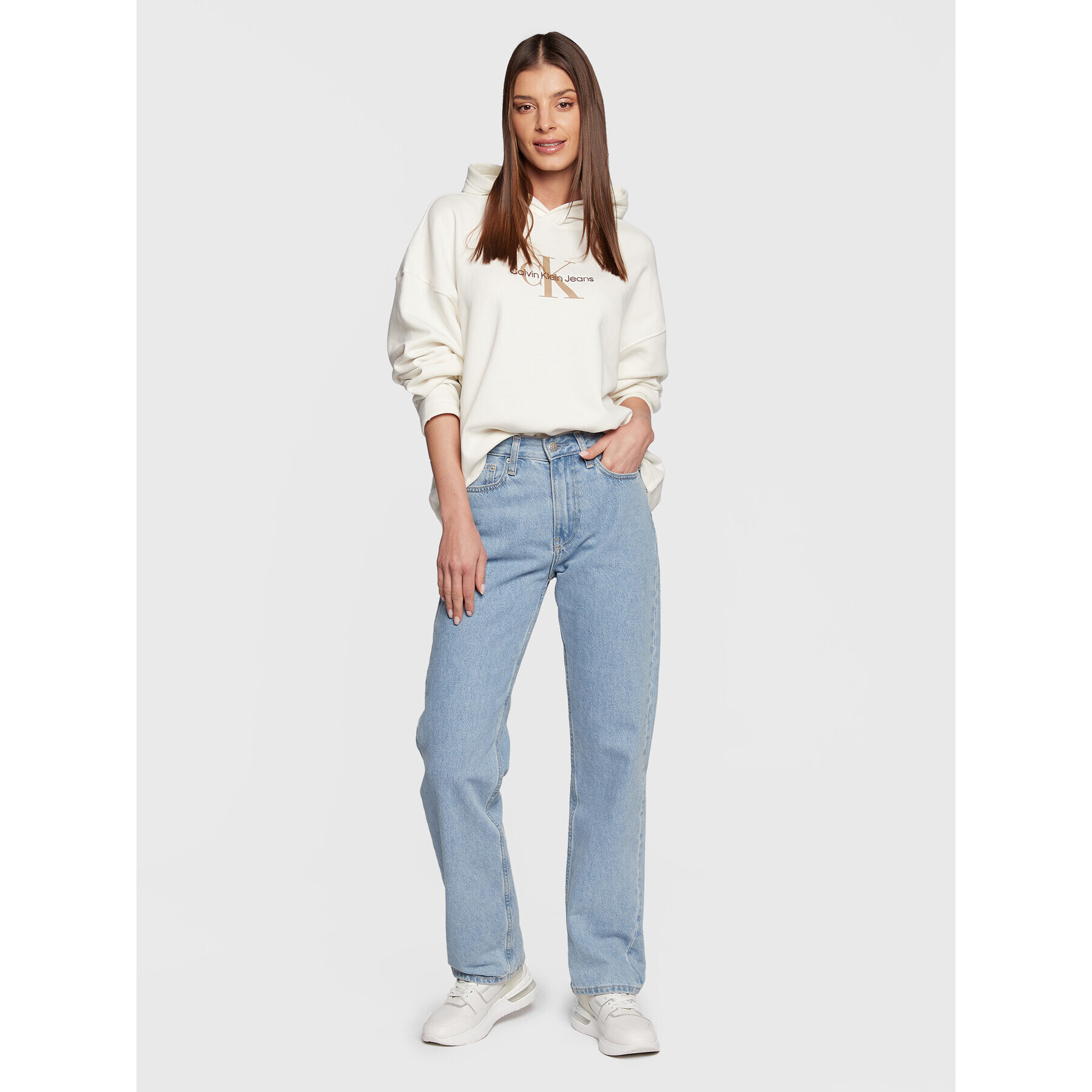 Calvin Klein Jeans Bluză J20J220427 Écru Oversize - Pled.ro