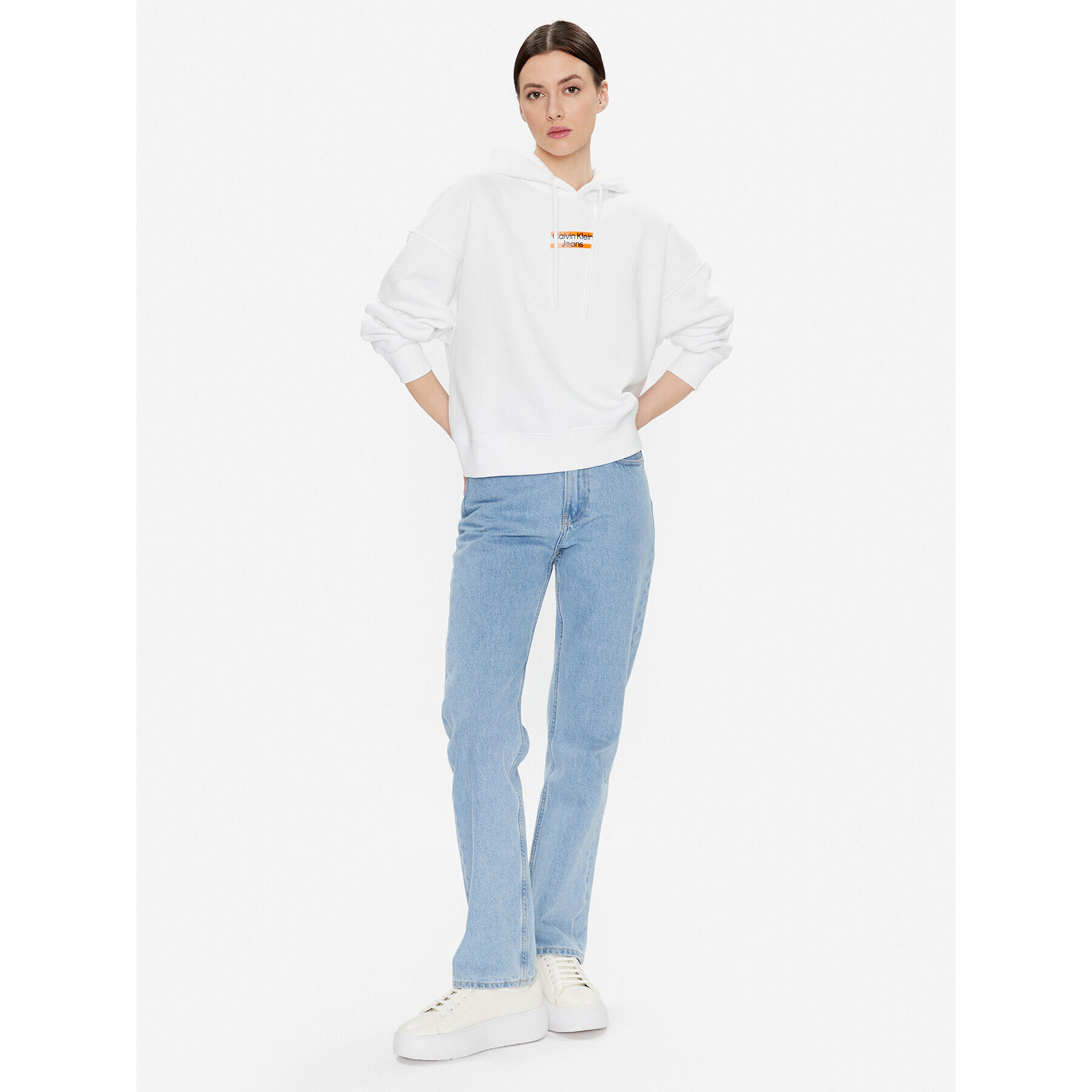 Calvin Klein Jeans Bluză J20J220701 Alb Relaxed Fit - Pled.ro