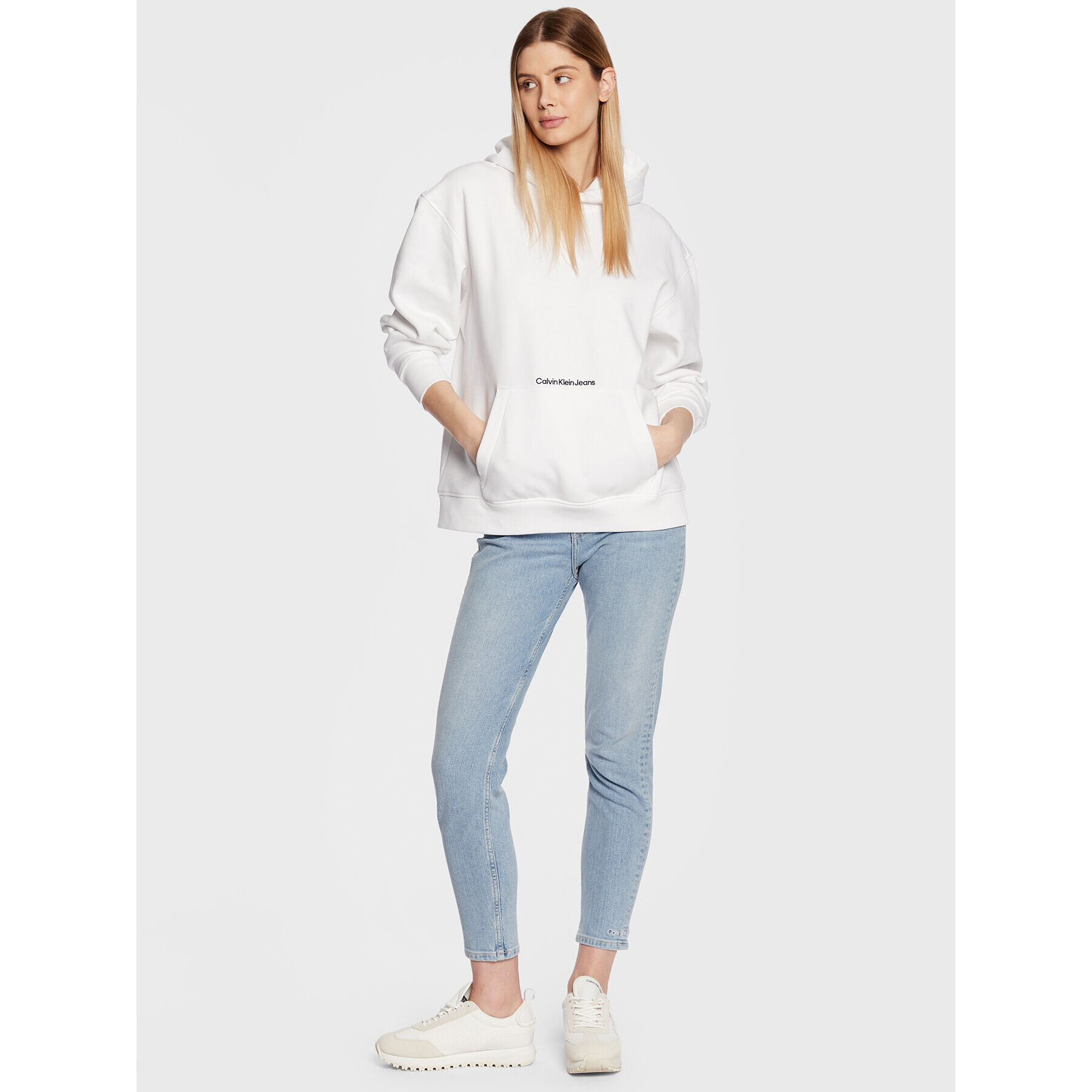 Calvin Klein Jeans Bluză J20J220945 Alb Oversize - Pled.ro