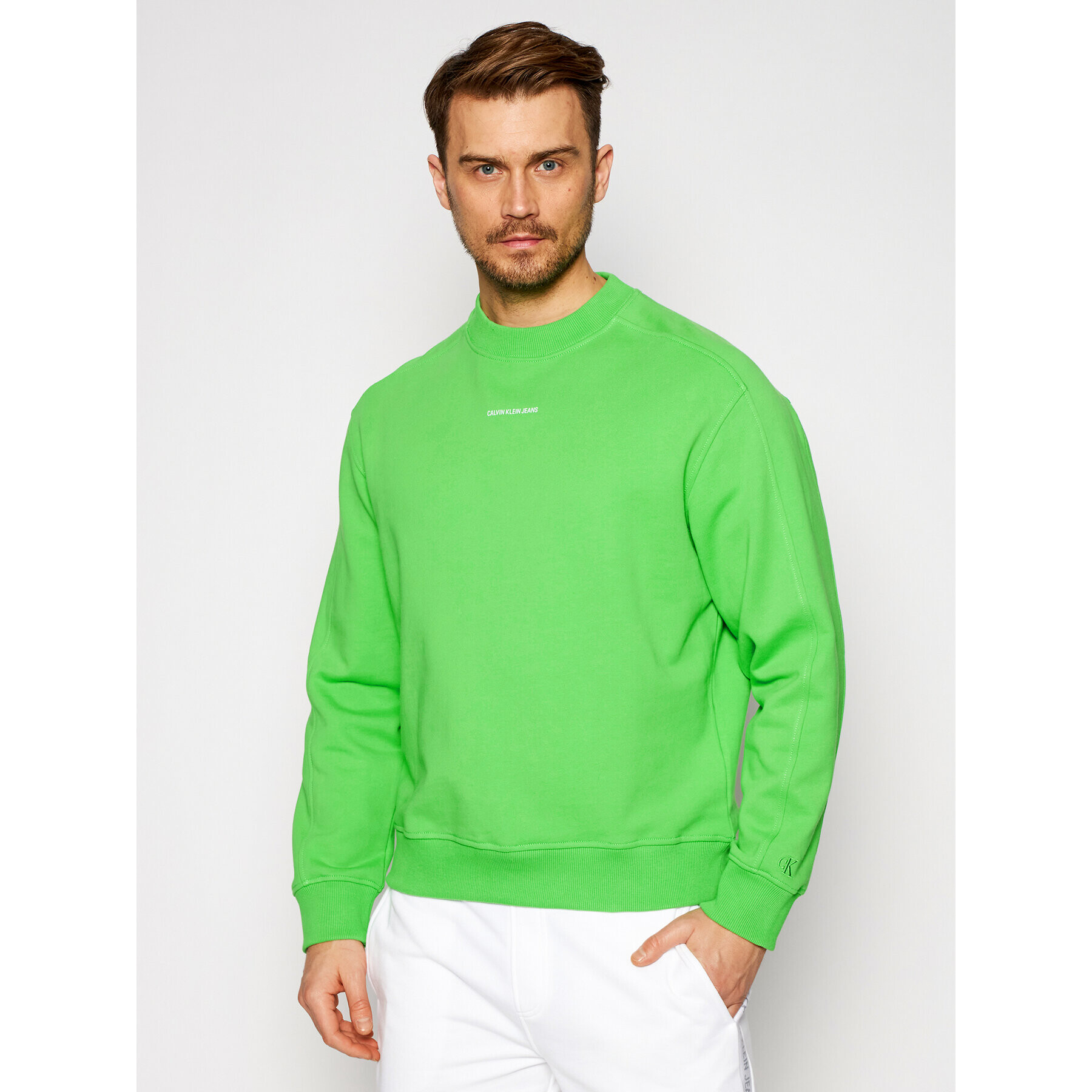 Calvin Klein Jeans Bluză J30J318507 Verde Regular Fit - Pled.ro