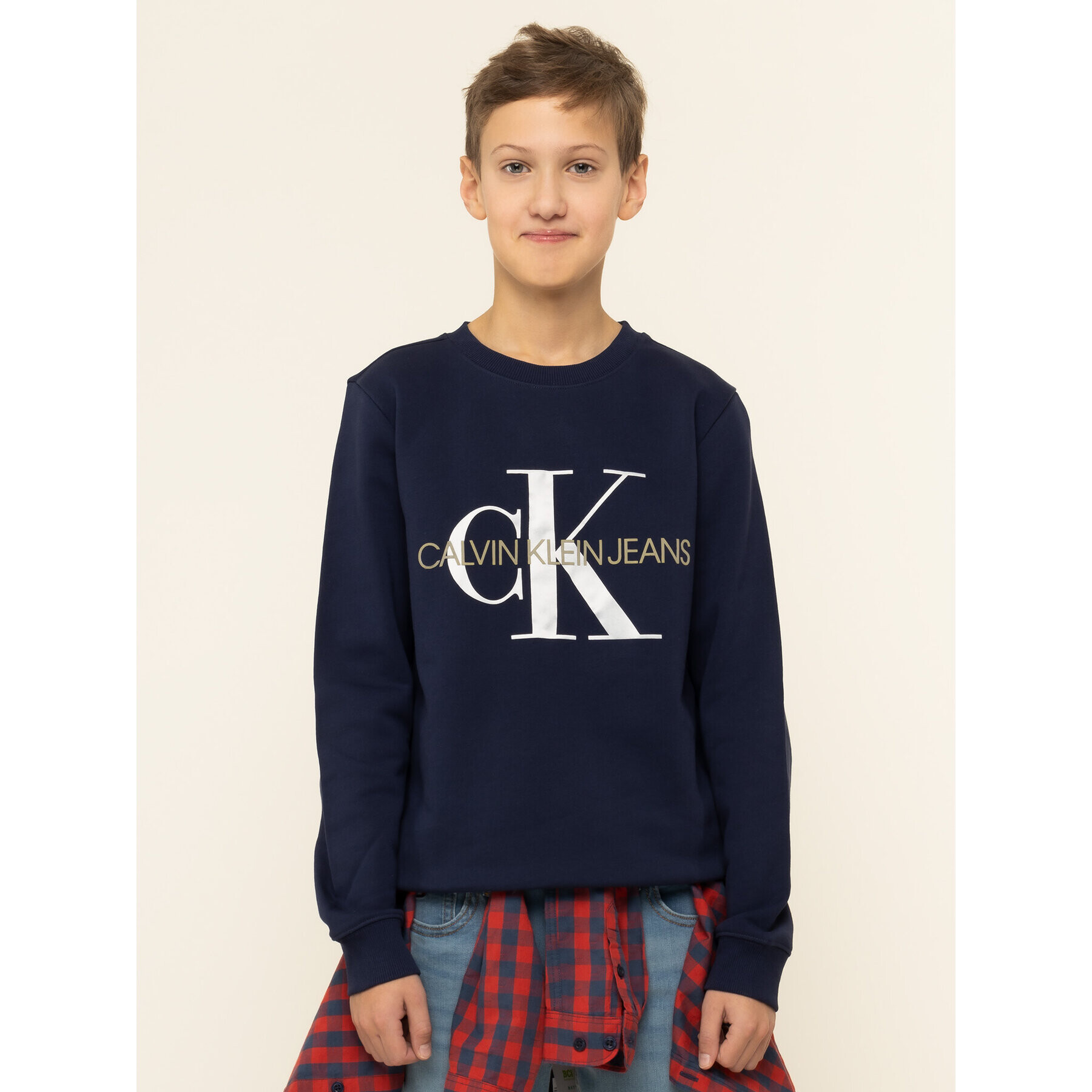 Calvin Klein Jeans Bluză Monogram Logo IU0IU00069 Bleumarin Regular Fit - Pled.ro