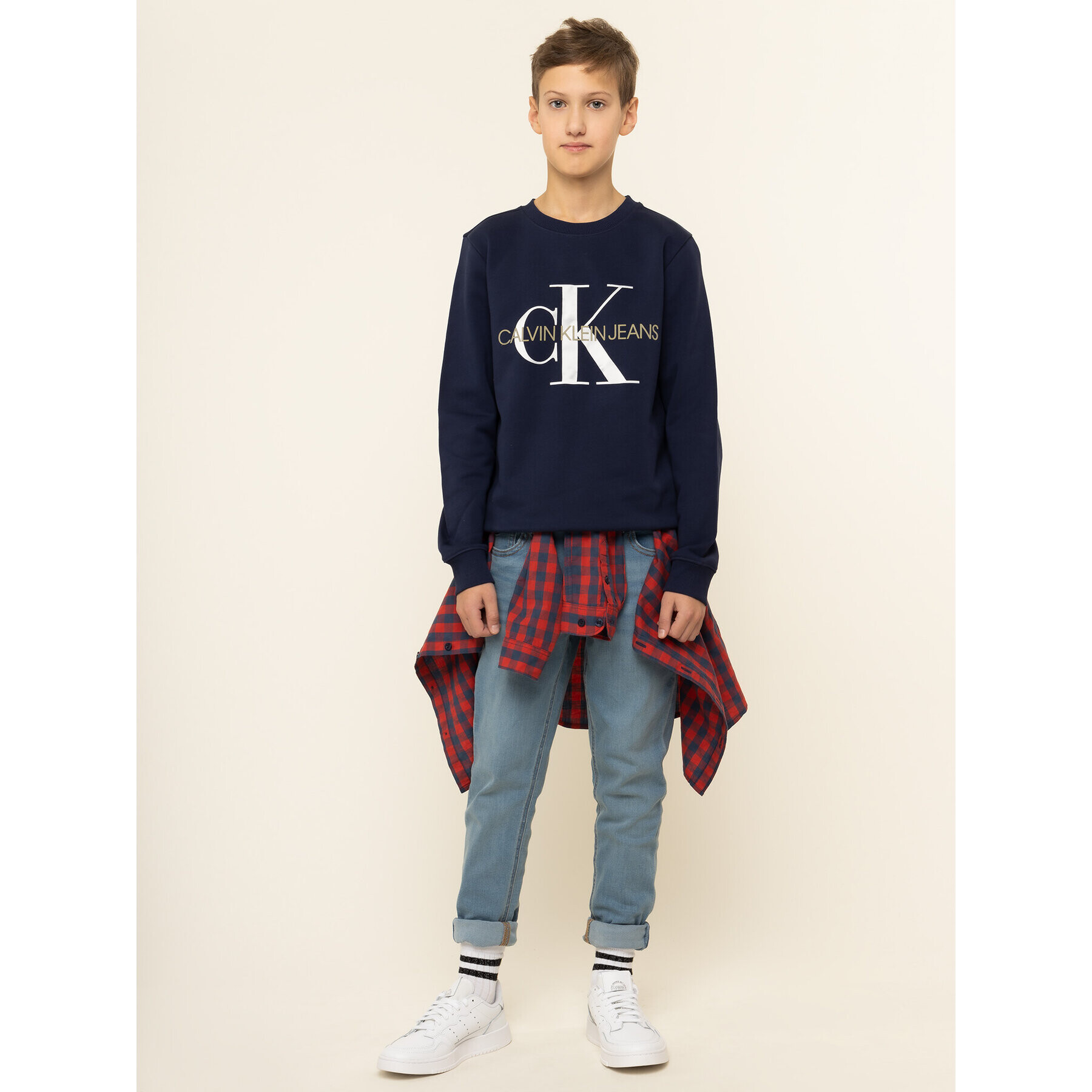 Calvin Klein Jeans Bluză Monogram Logo IU0IU00069 Bleumarin Regular Fit - Pled.ro