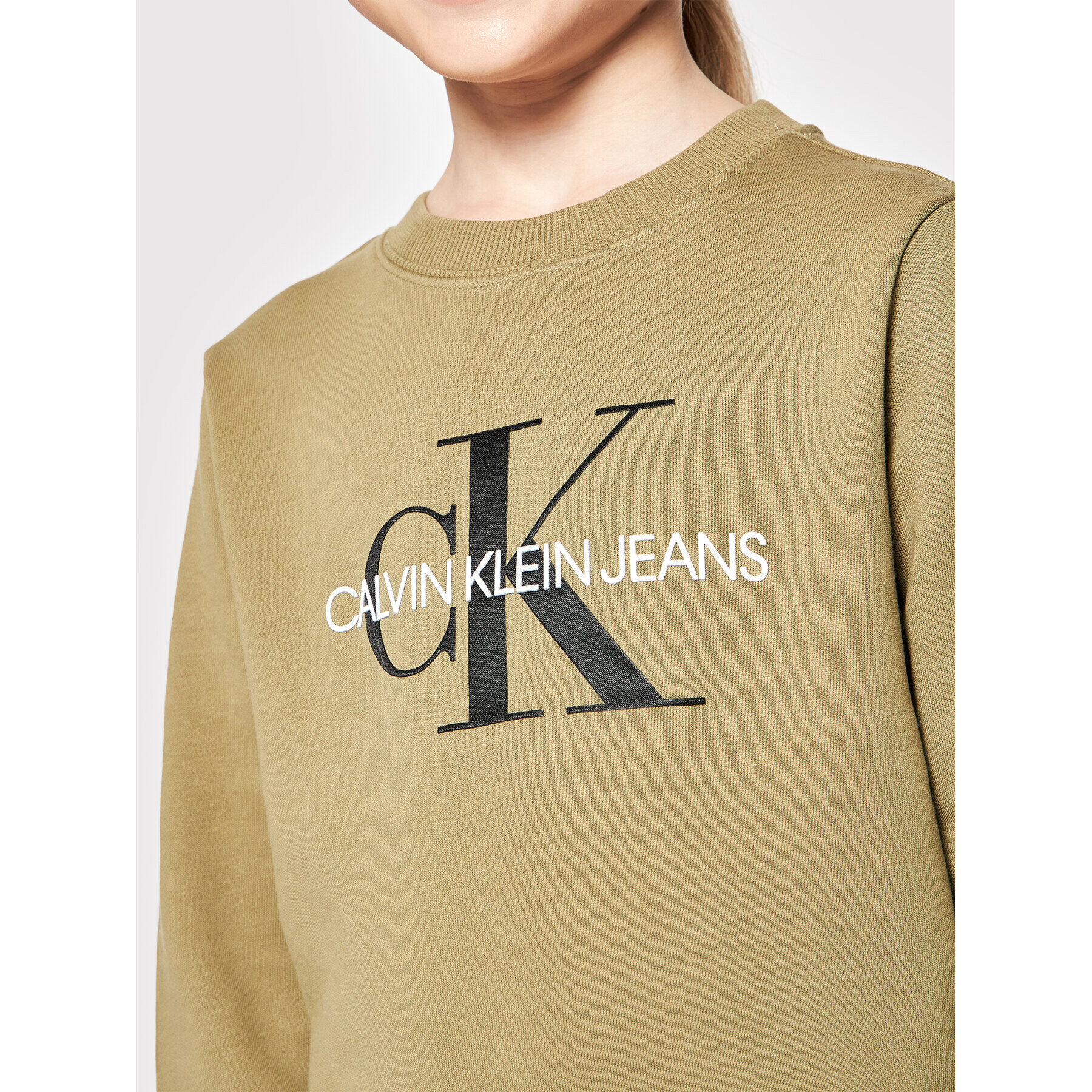 Calvin Klein Jeans Bluză Monogram Logo IU0IU00069 Verde Regular Fit - Pled.ro