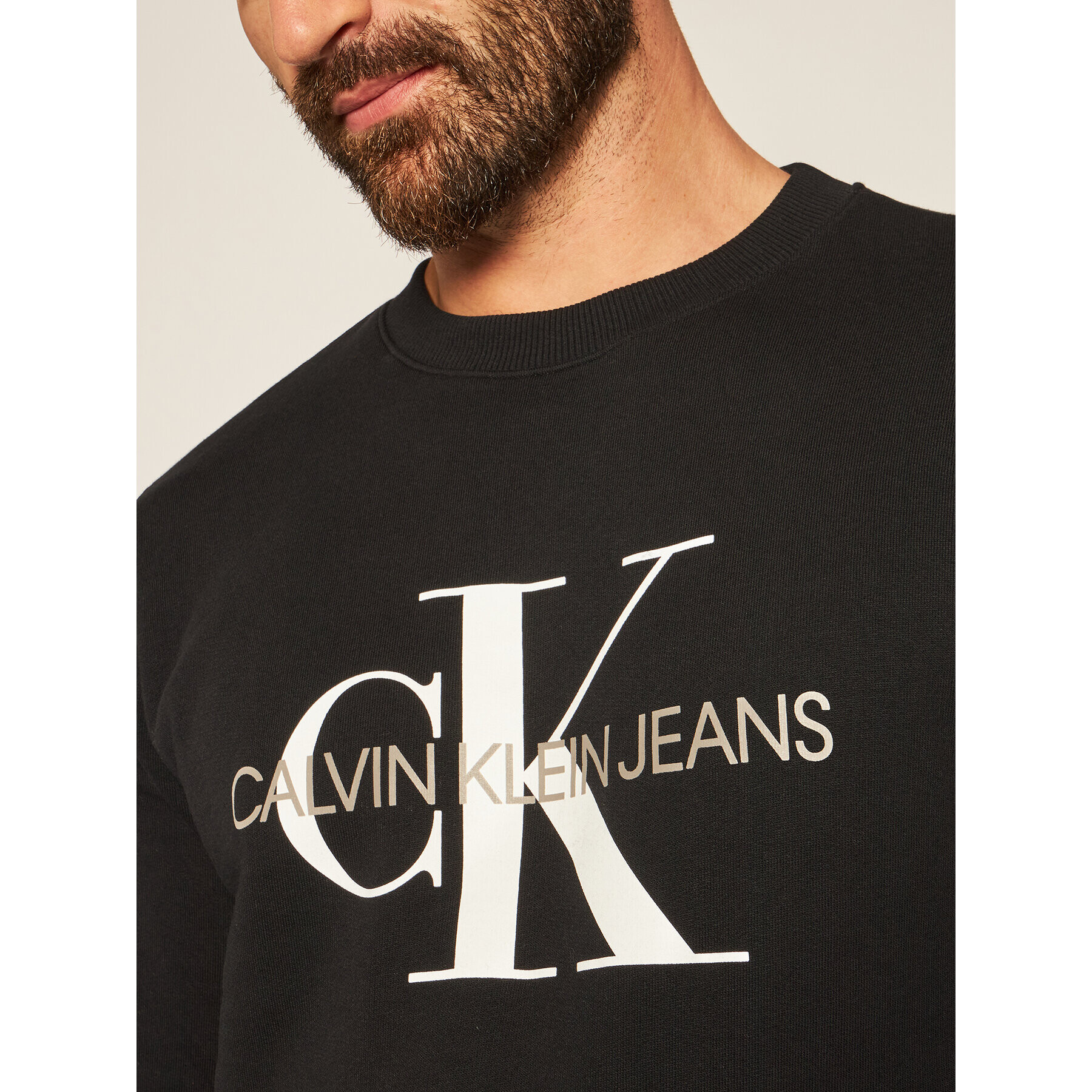 Calvin Klein Jeans Bluză Monogram Logo J30J314313 Negru Regular Fit - Pled.ro