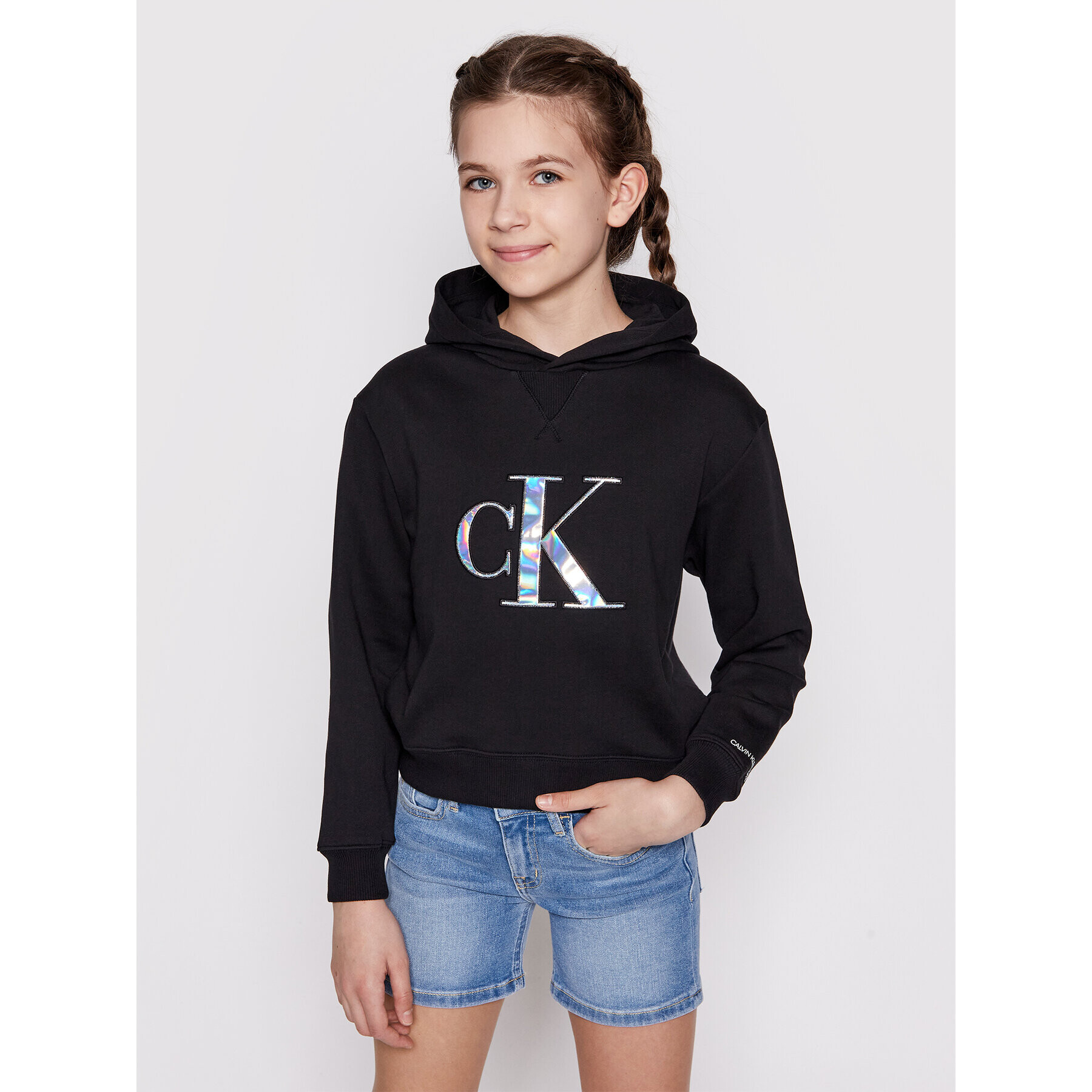 Calvin Klein Jeans Bluză Monogran Applique Hoodie IG0IG00987 Negru Regular Fit - Pled.ro