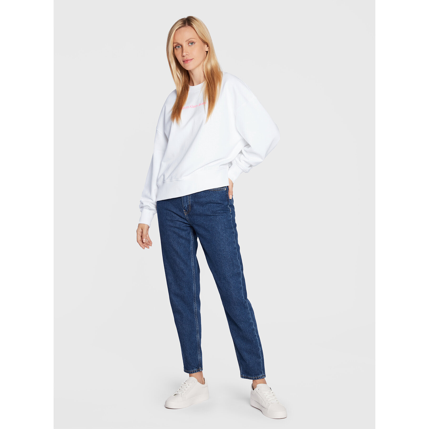 Calvin Klein Jeans Bluză J20J218985 Alb Relaxed Fit - Pled.ro