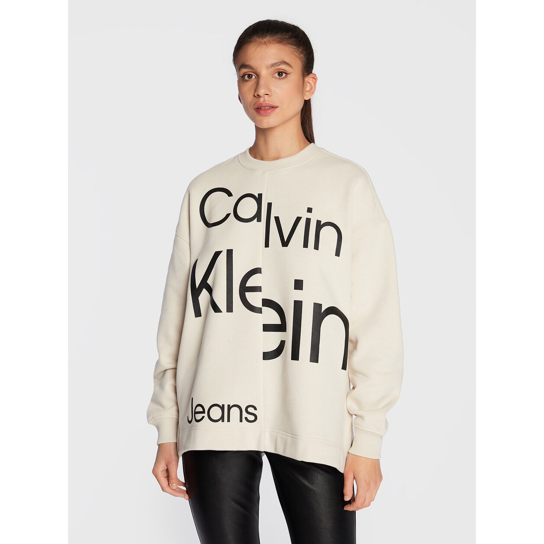 Calvin Klein Jeans Bluză J20J219761 Bej Oversize - Pled.ro