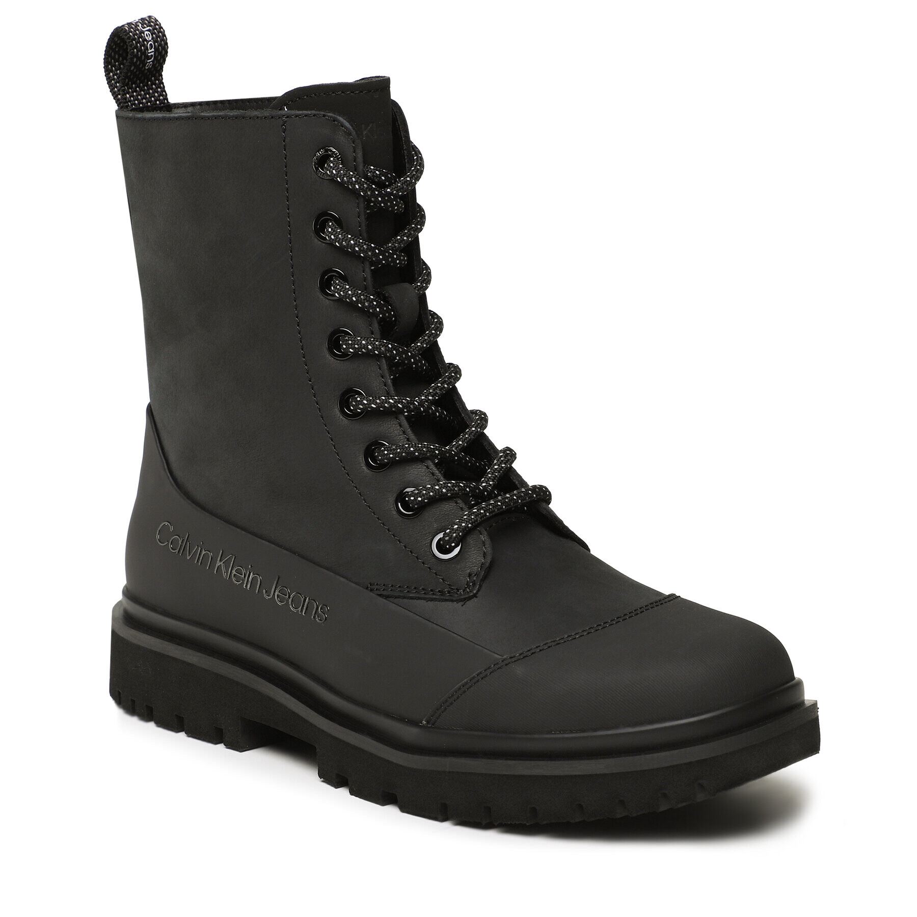 Calvin Klein Jeans Botine Chunky Combat Laceup Boot Rub YW0YW01066 Negru - Pled.ro