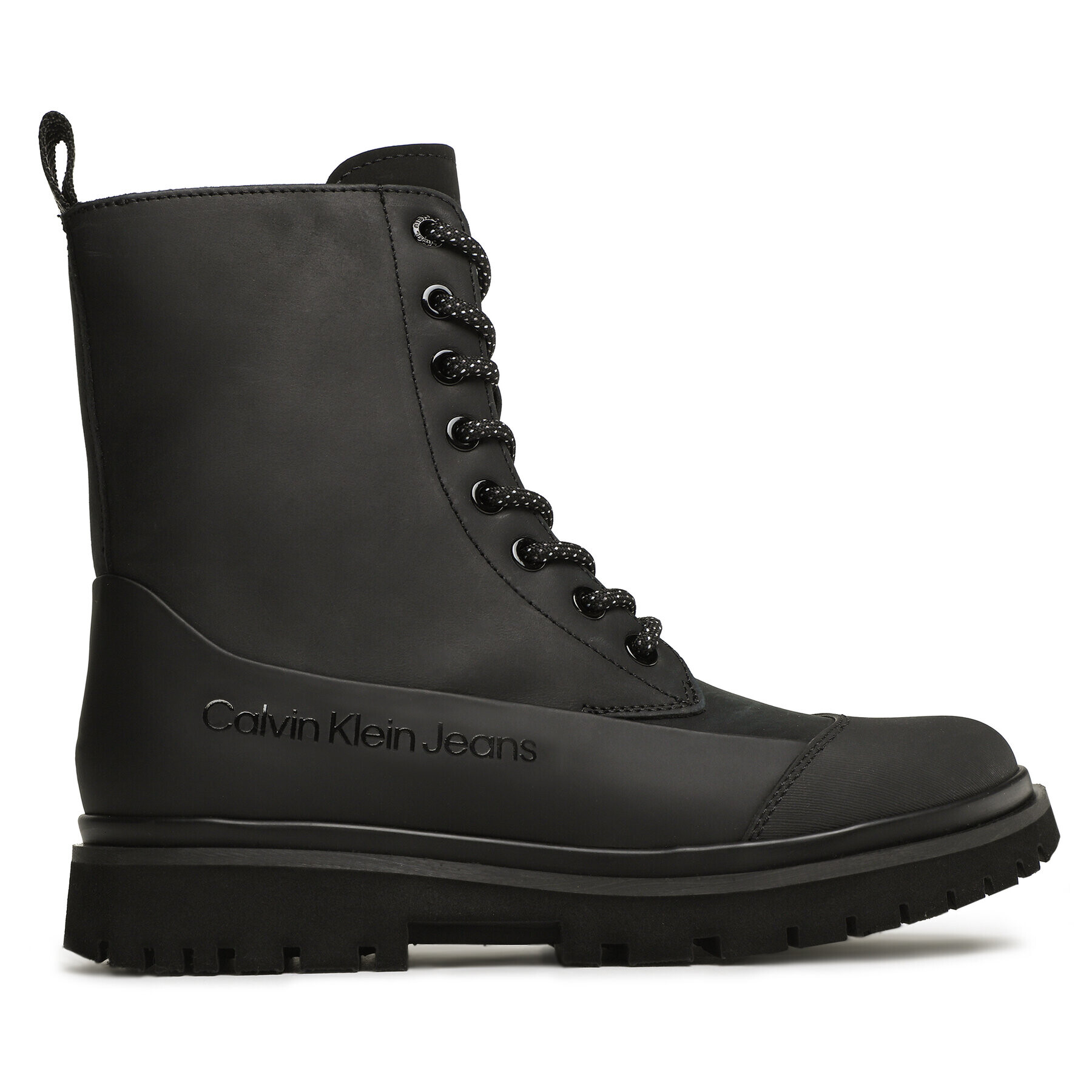 Calvin Klein Jeans Botine Chunky Combat Laceup Boot Rub YW0YW01066 Negru - Pled.ro