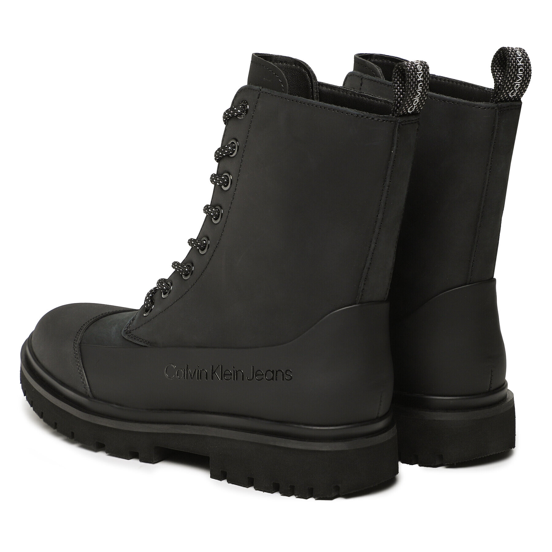 Calvin Klein Jeans Botine Chunky Combat Laceup Boot Rub YW0YW01066 Negru - Pled.ro