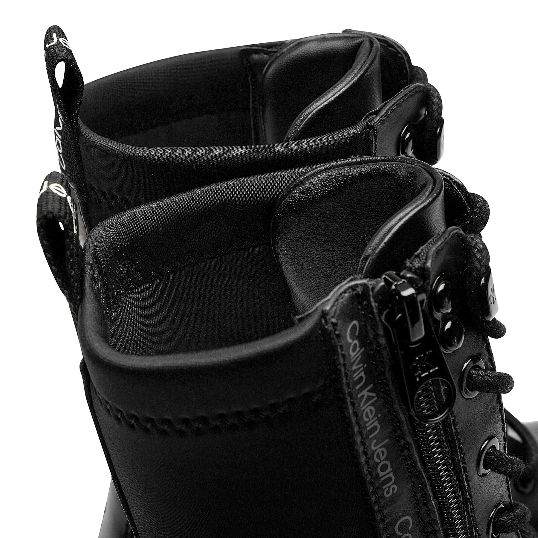 Calvin Klein Jeans Botine Chunky Combat Laceup Zip YW0YW00740 Negru - Pled.ro