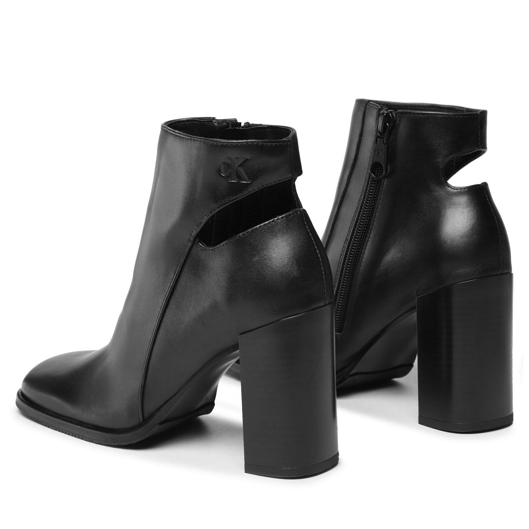 Calvin Klein Jeans Botine Heel Zip Boot Lth YW0YW01070 Negru - Pled.ro