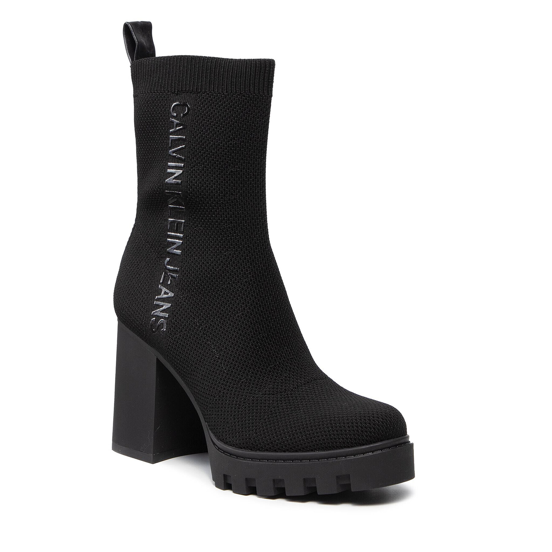 Calvin Klein Jeans Botine Platform Mid Knit Boot 95 YW0YW00414 Negru - Pled.ro