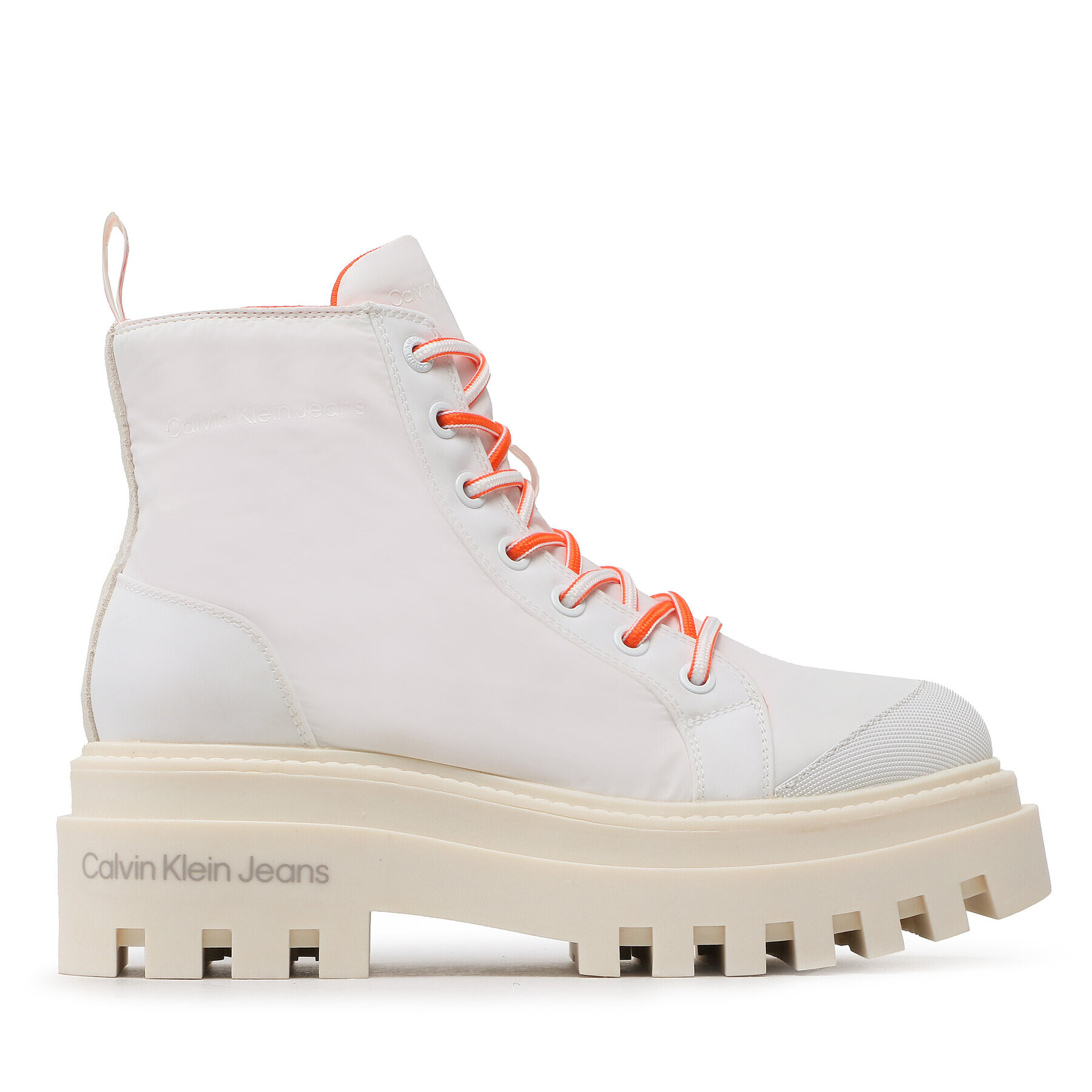 Calvin Klein Jeans Botine Toothy Combat Boot Softny YW0YW00948 Alb - Pled.ro