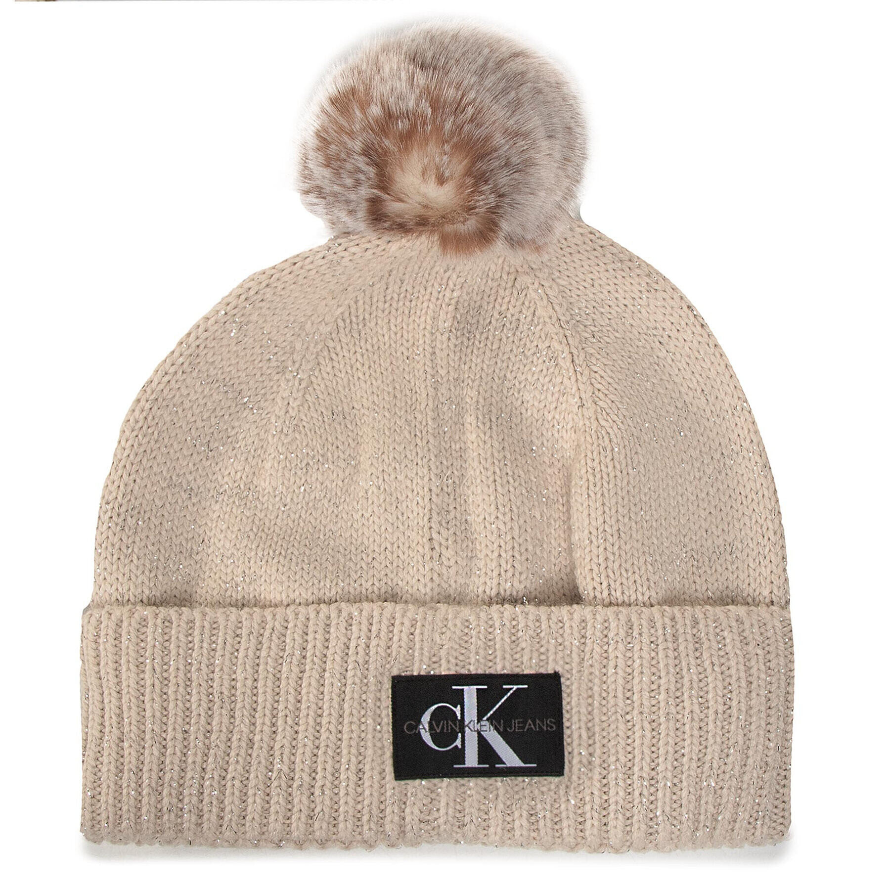 Calvin Klein Jeans Căciulă Logo Glitter Beanie IU0IU00148 Bej - Pled.ro