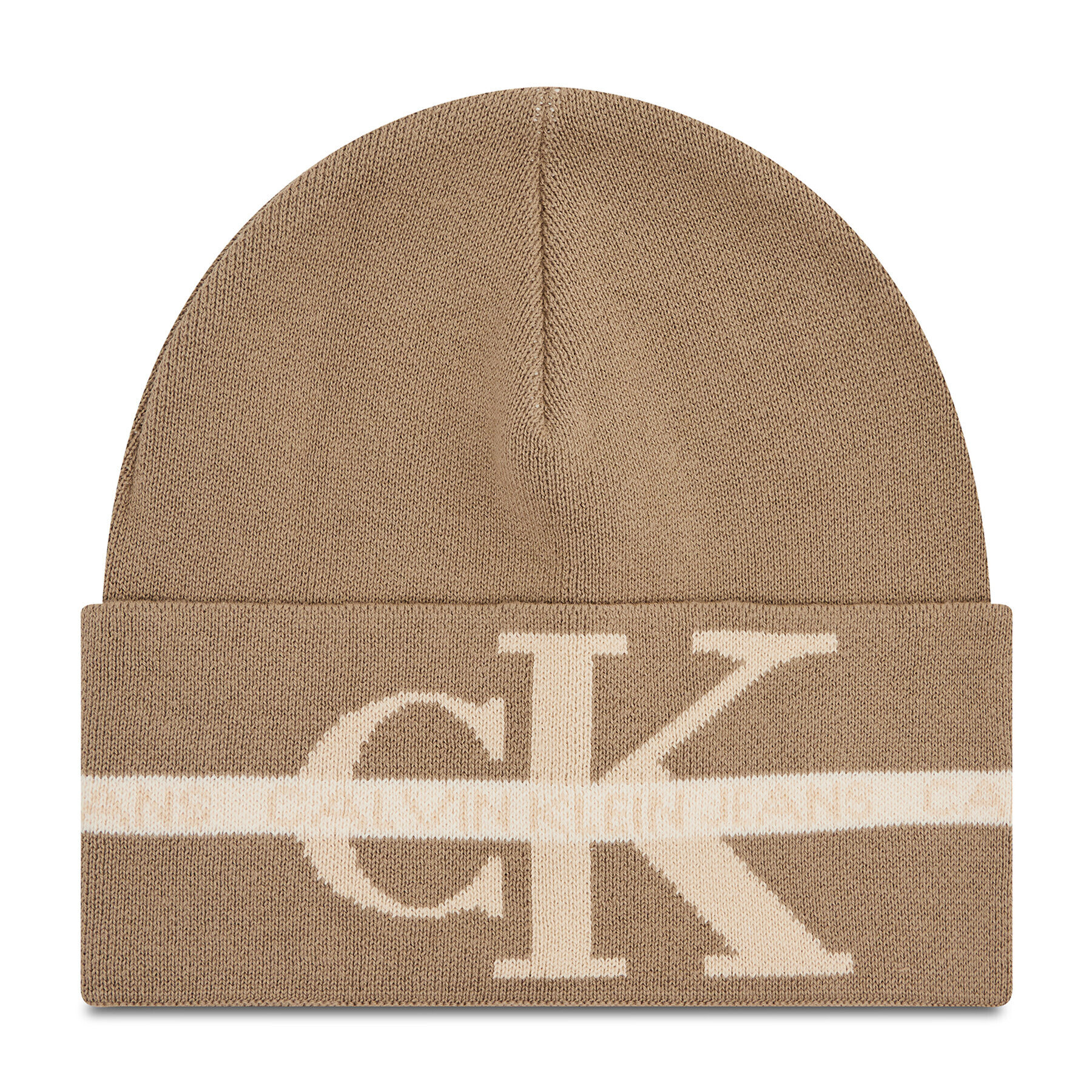 Calvin Klein Jeans Căciulă Monogram cotton Tape Beanie K50K507181 Bej - Pled.ro