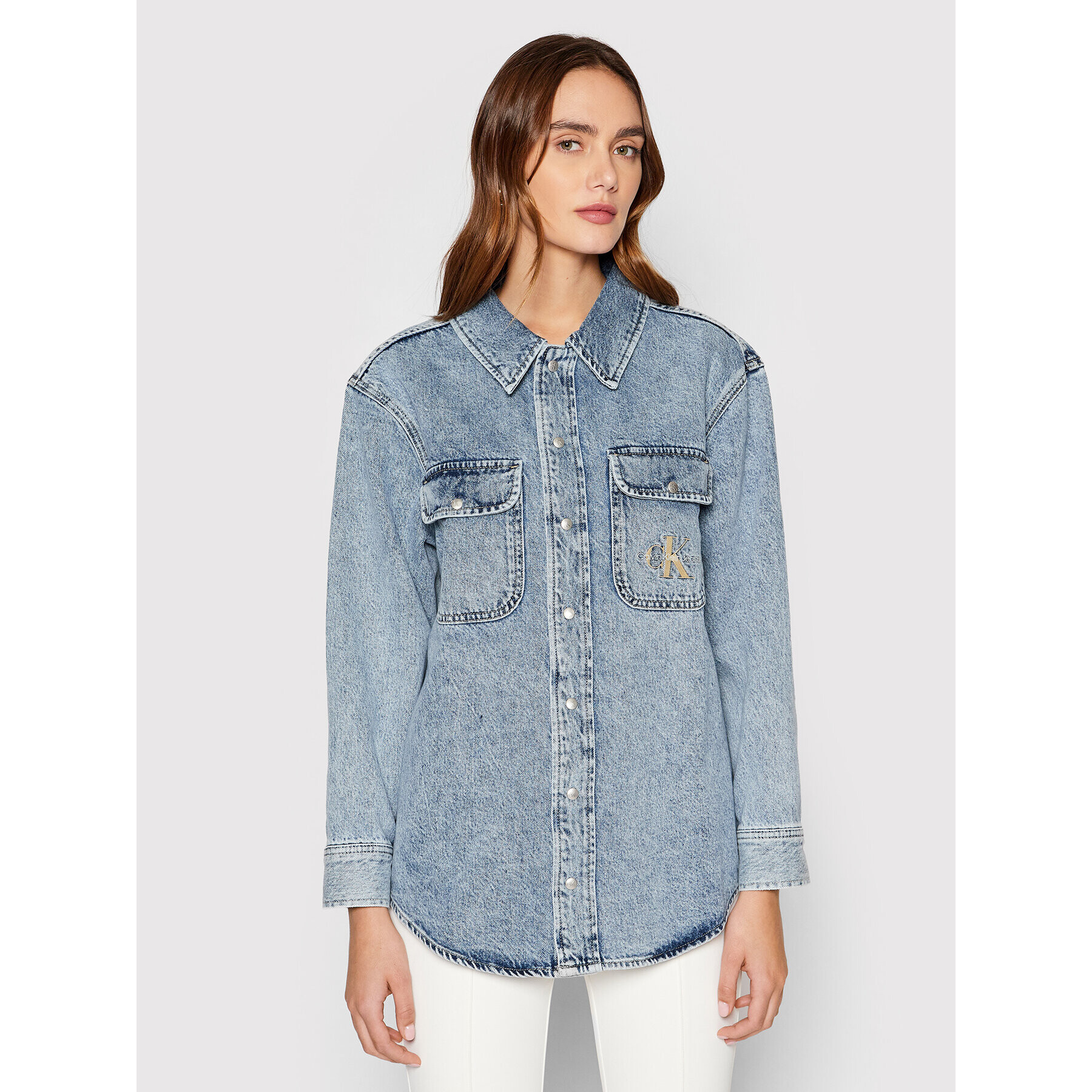 Calvin Klein Jeans cămașă de blugi J20J218466 Albastru Regular Fit - Pled.ro