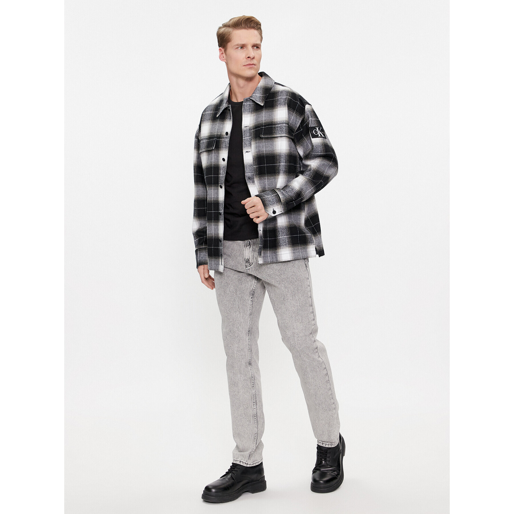 Calvin Klein Jeans Cămașă Check Shirt J30J324611 Negru Regular Fit - Pled.ro