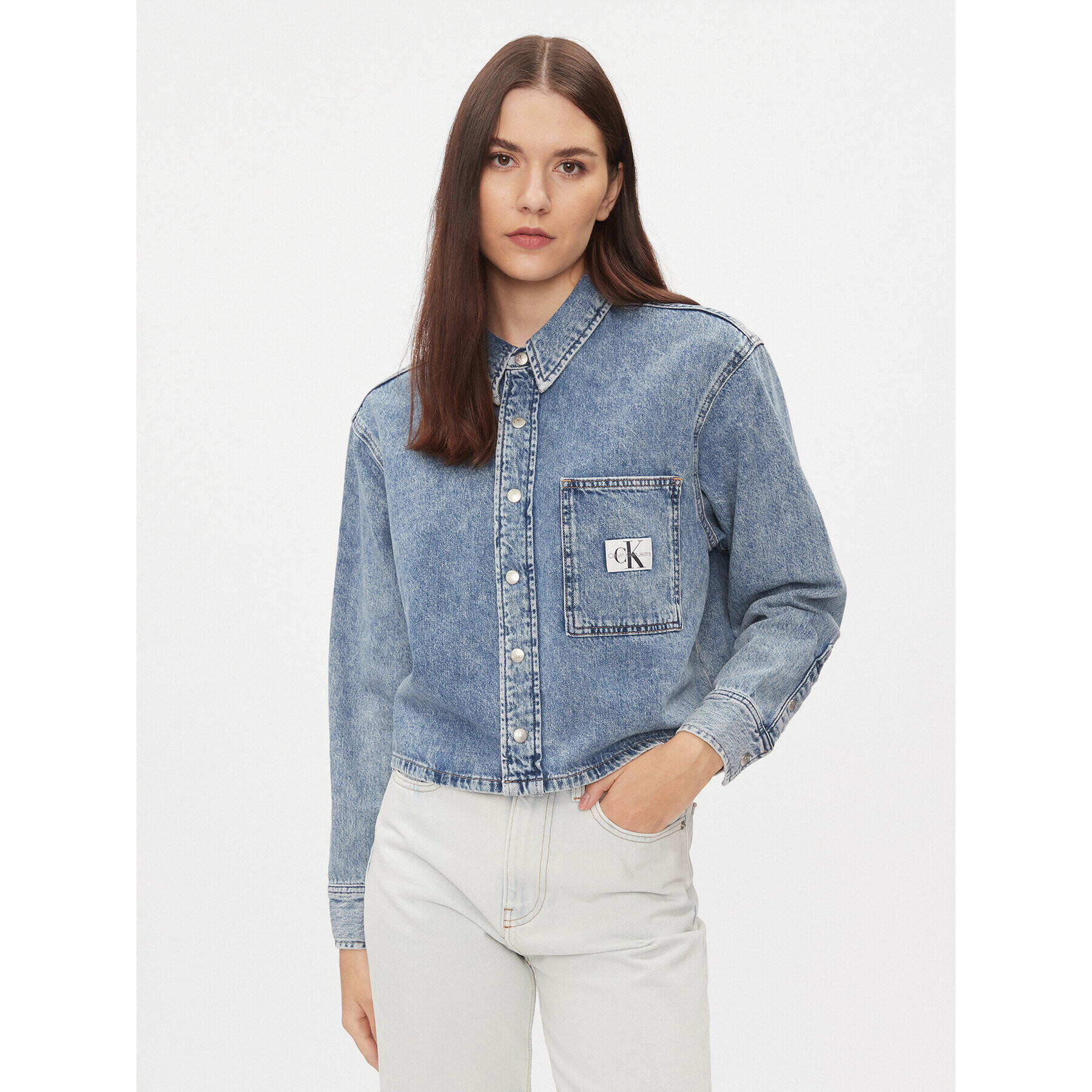 Calvin Klein Jeans cămașă de blugi Dad J20J222477 Albastru Relaxed Fit - Pled.ro