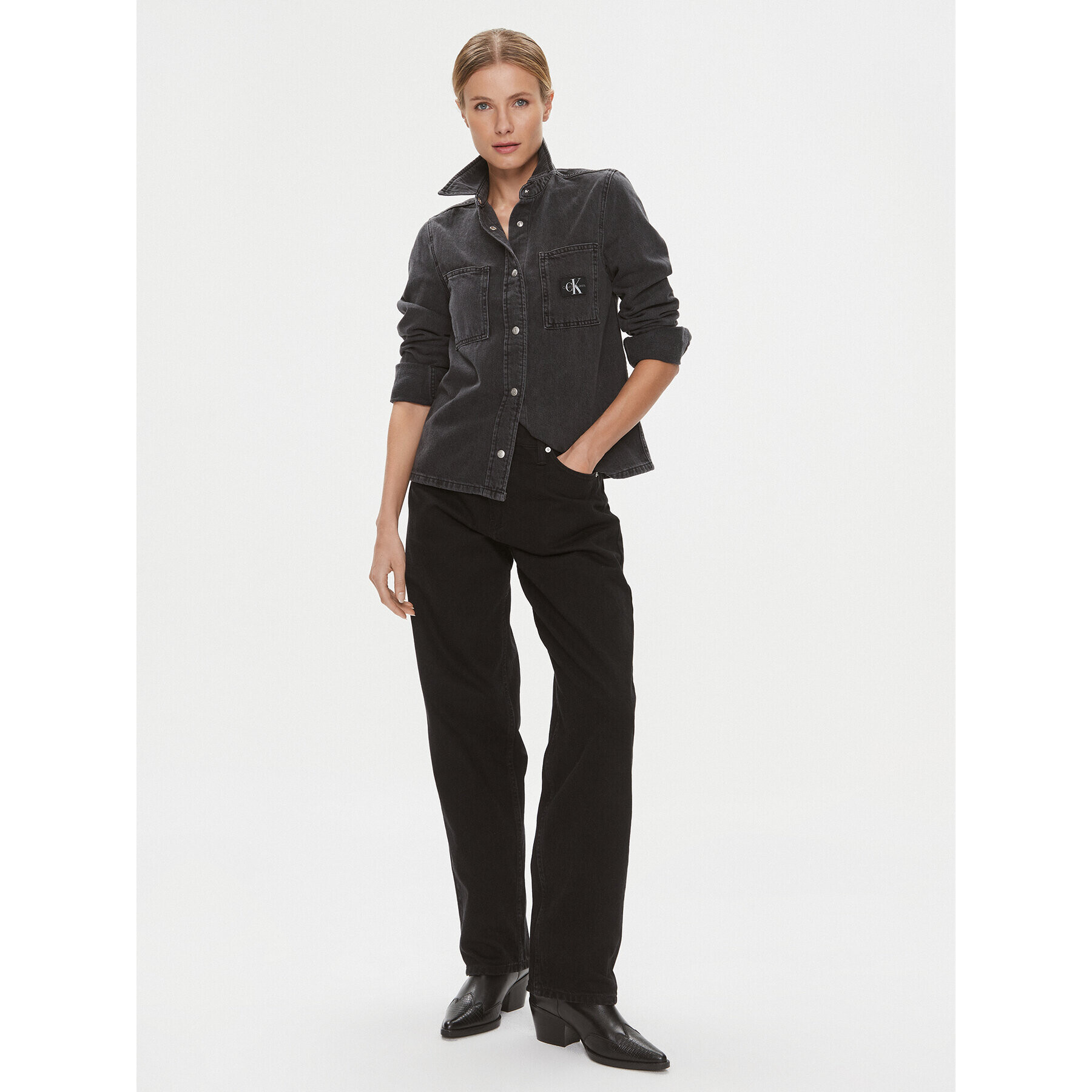 Calvin Klein Jeans cămașă de blugi J20J222871 Negru Slim Fit - Pled.ro