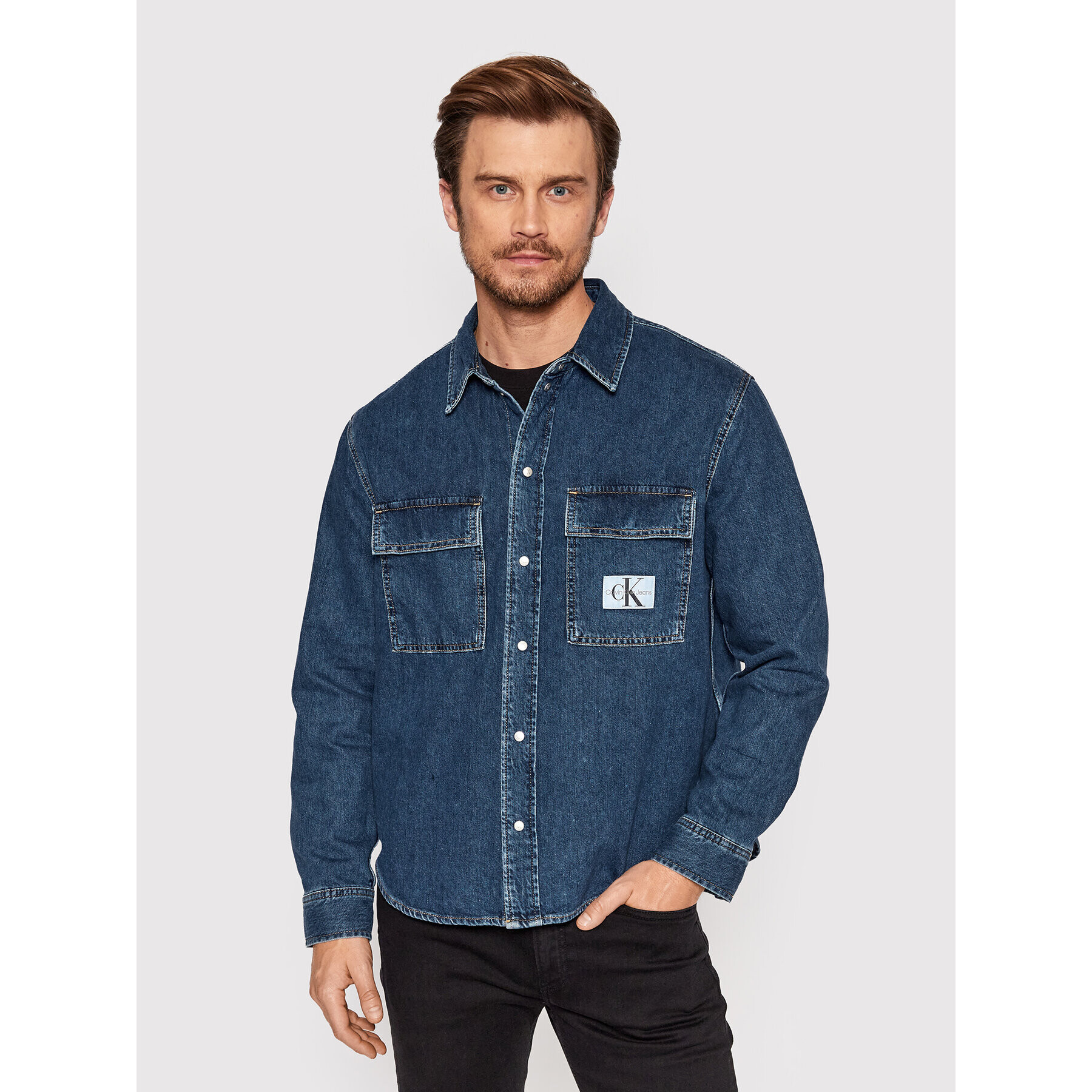 Calvin Klein Jeans cămașă de blugi J30J320538 Bleumarin Relaxed Fit - Pled.ro