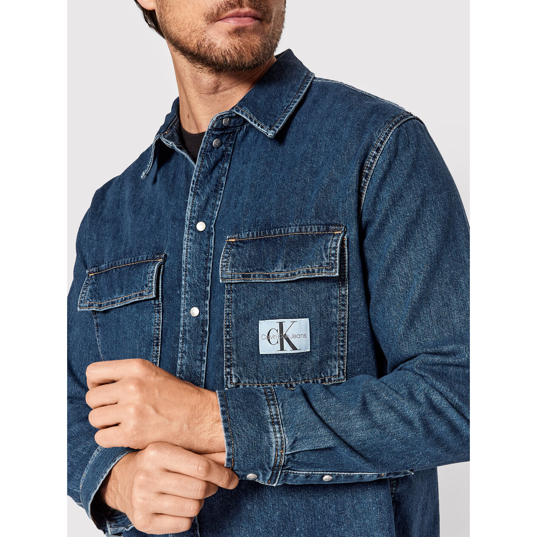 Calvin Klein Jeans cămașă de blugi J30J320538 Bleumarin Relaxed Fit - Pled.ro