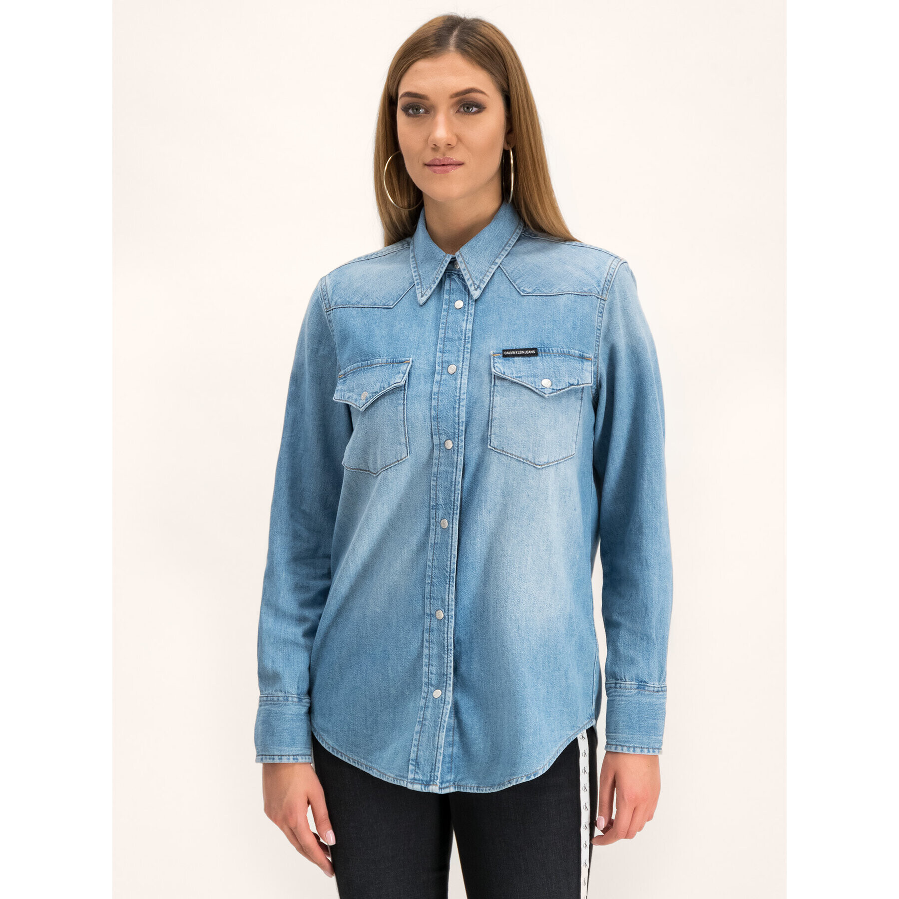 Calvin Klein Jeans Cămașă Foundation Western J20J212072 Albastru Regular Fit - Pled.ro