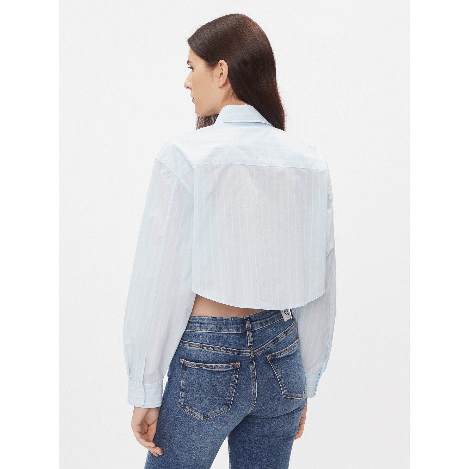 Calvin Klein Jeans Cămașă J20J222614 Albastru Cropped Fit - Pled.ro