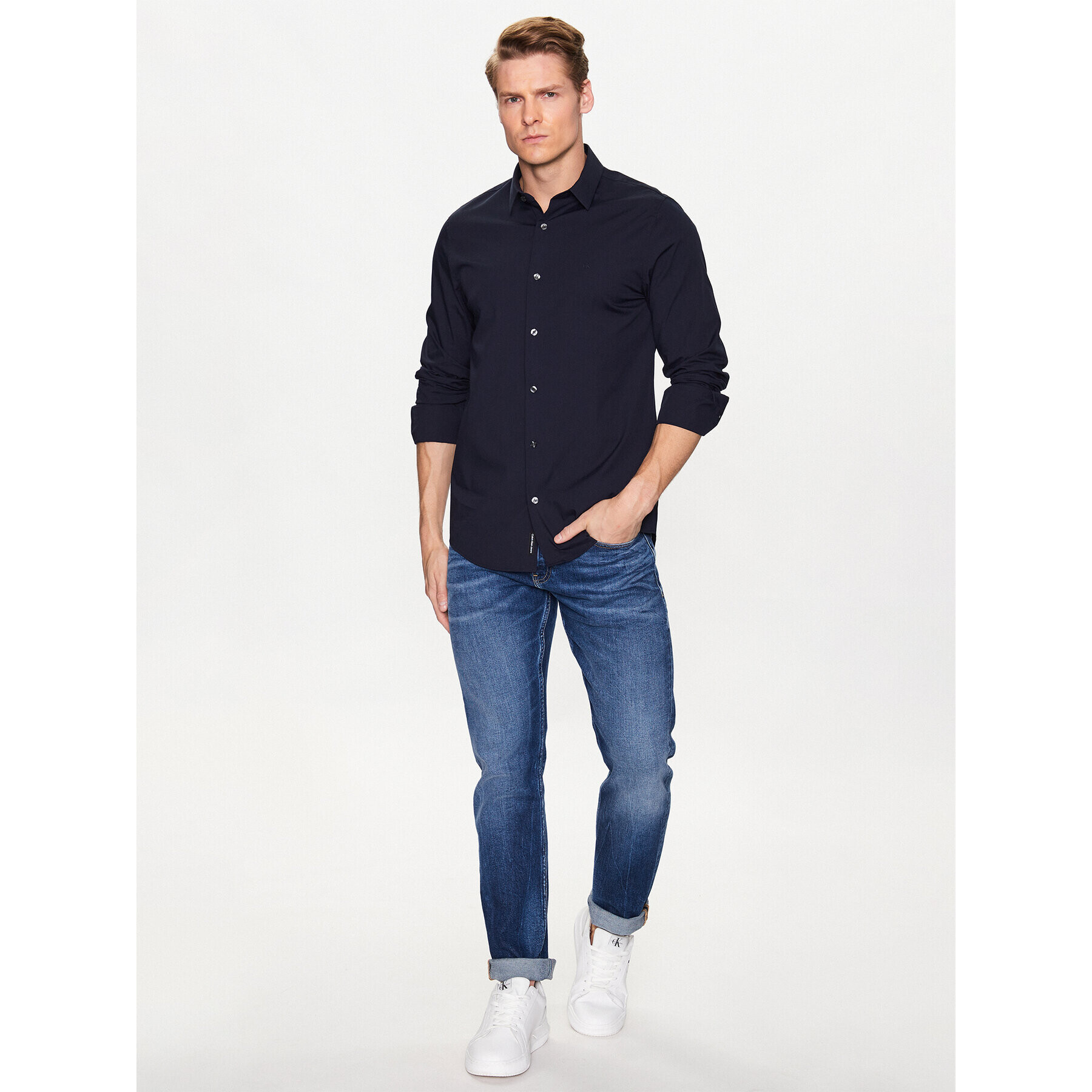 Calvin Klein Jeans Cămașă J30J319065 Bleumarin Slim Fit - Pled.ro