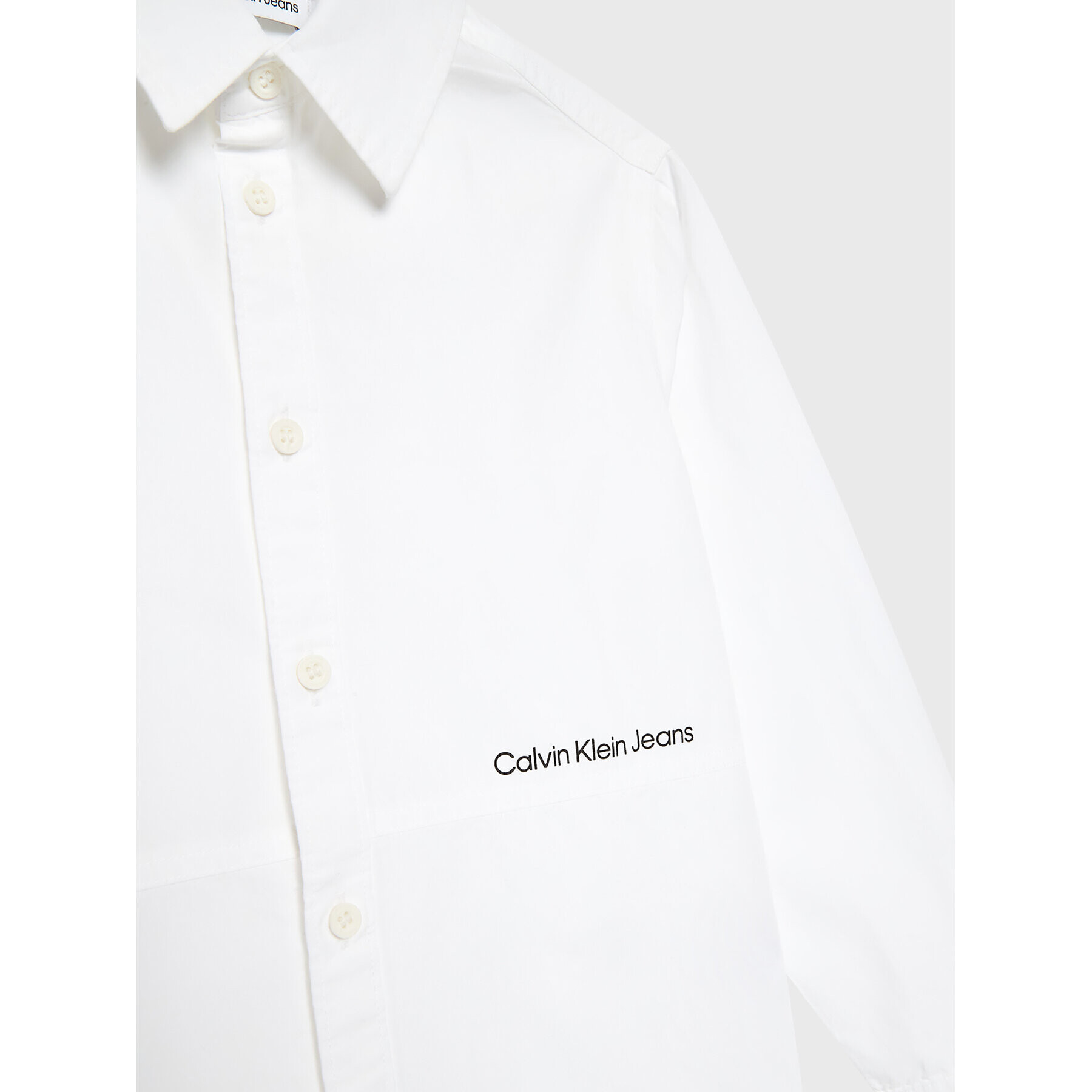 Calvin Klein Jeans Cămașă Mini Logo Tape IB0IB01497 Alb Regular Fit - Pled.ro