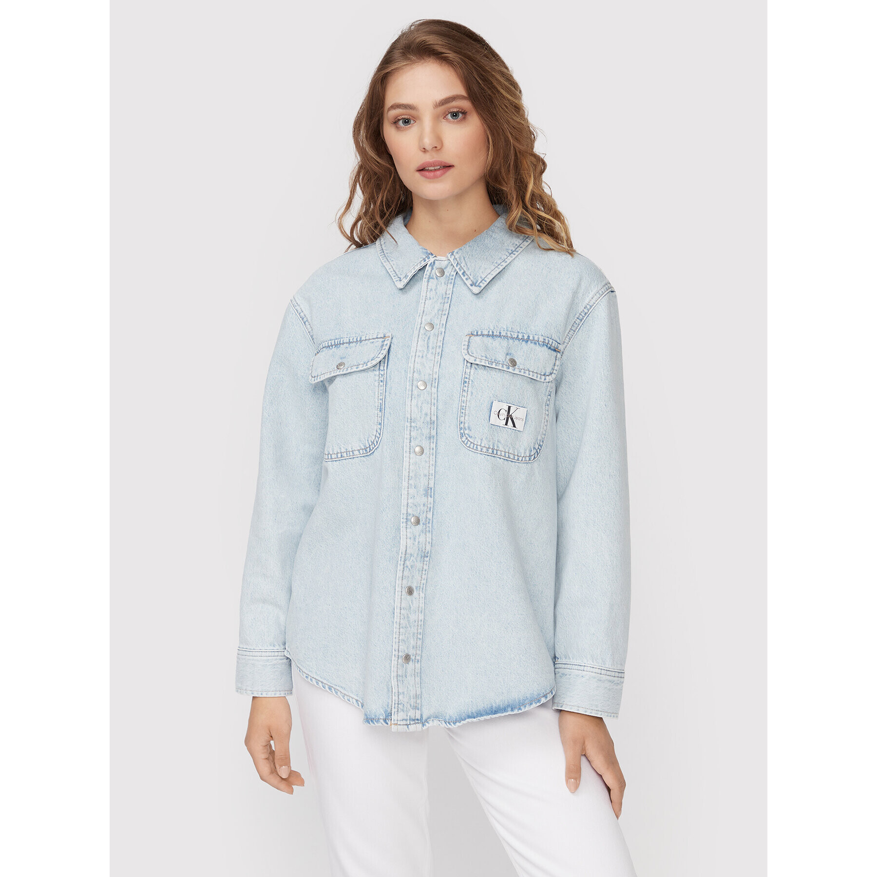 Calvin Klein Jeans cămașă de blugi J20J218490 Albastru Relaxed Fit - Pled.ro